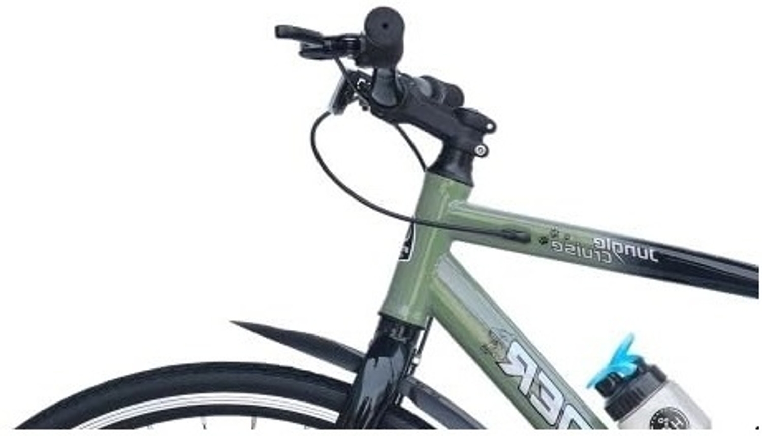 Image of tata stryder Jungle Cruise Hybrid Cycle with Extra Slim Tyres with Dual disc Brakes 26 T (inch) Hybrid Cycle /City Bike (Single Speed, Green, Black, Rigid)