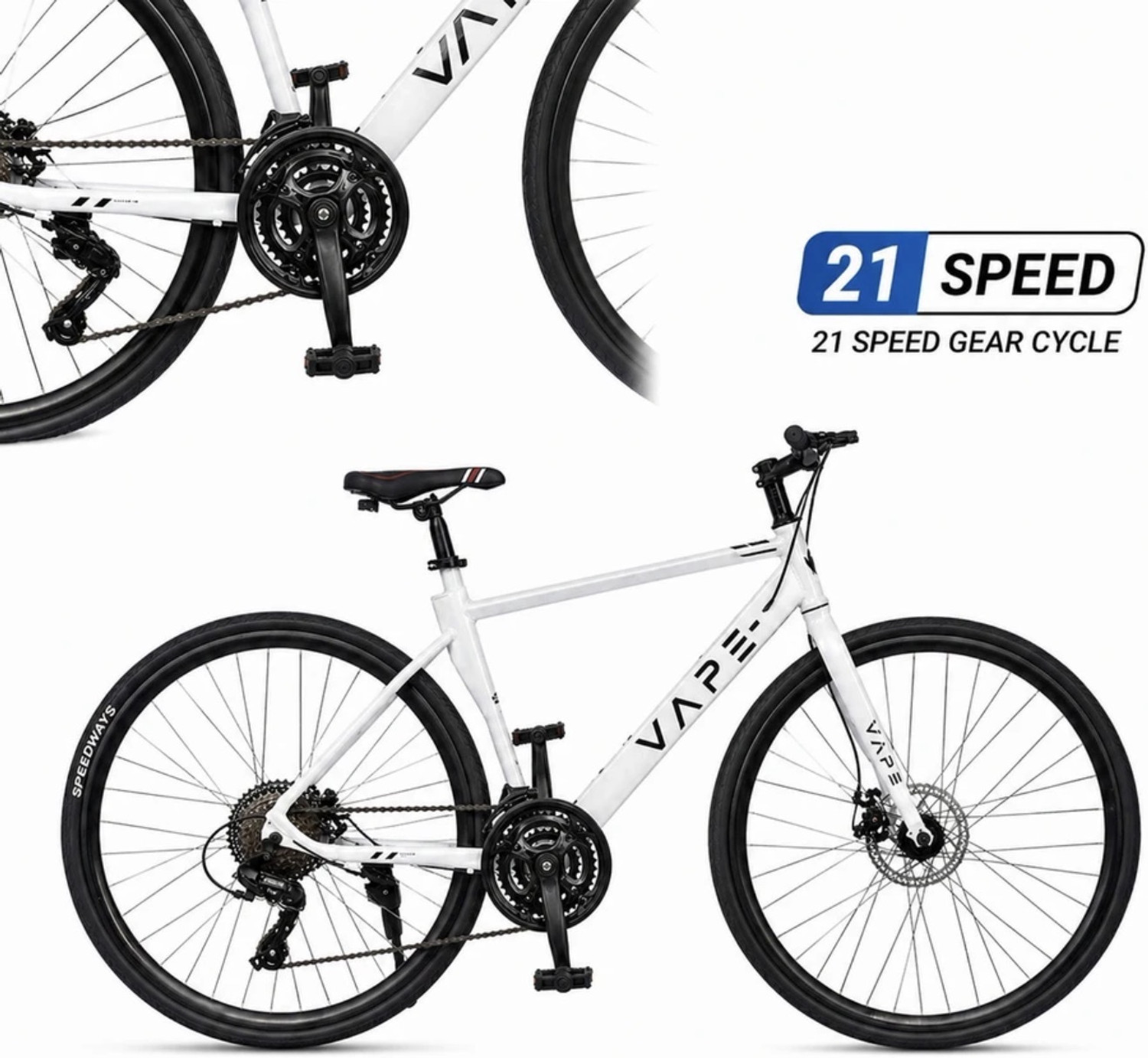 Image of GOAL 700C||WHITE||21 SPEED||IMPORTED FRAME 26 T (inch) Hybrid Cycle /City Bike