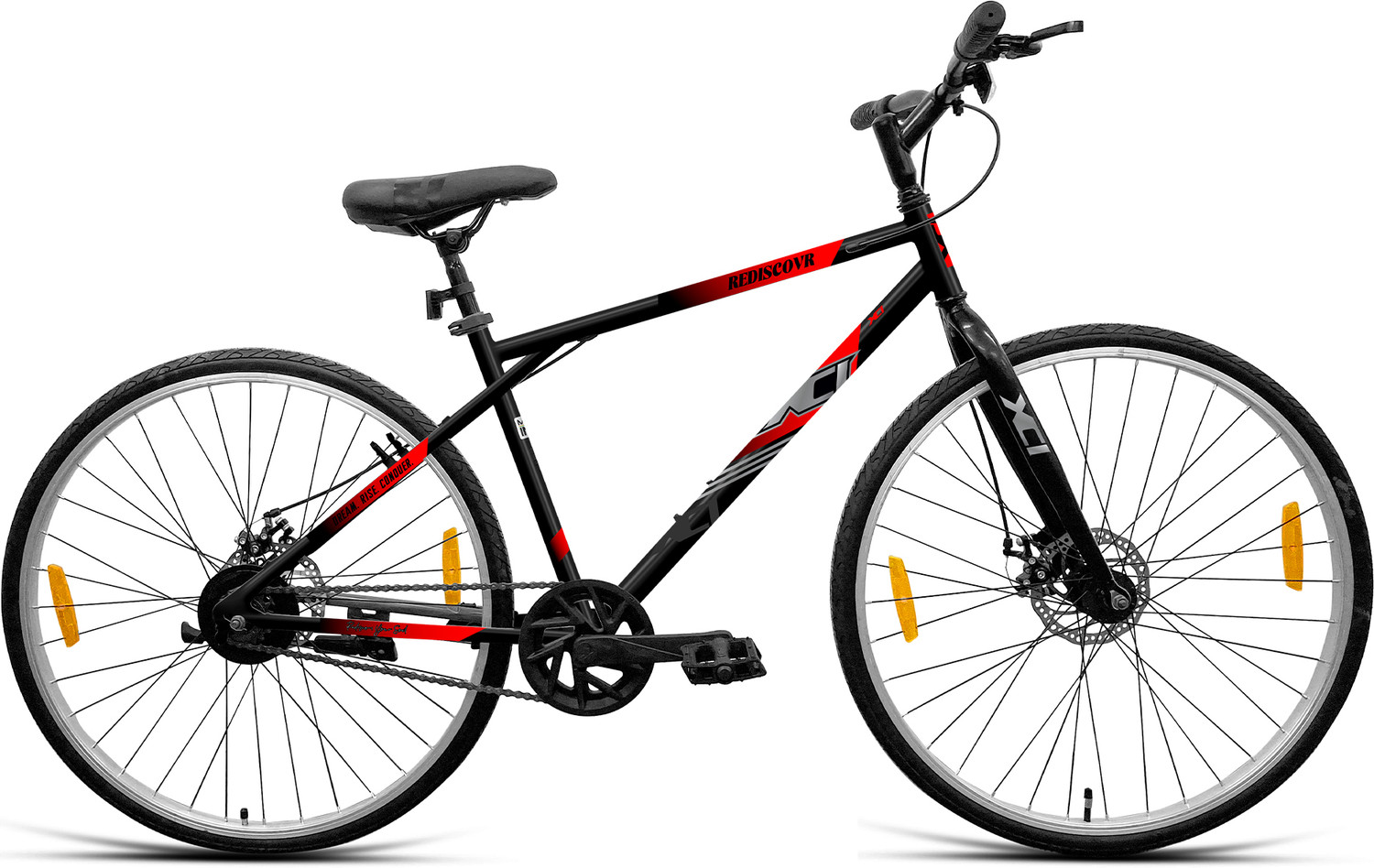 Image of XCi Rediscovr 700C Single Speed Hybrid /City Cycle with Dual Disc Brakes Blue 700C T (inch) Hybrid Cycle /City Bike
