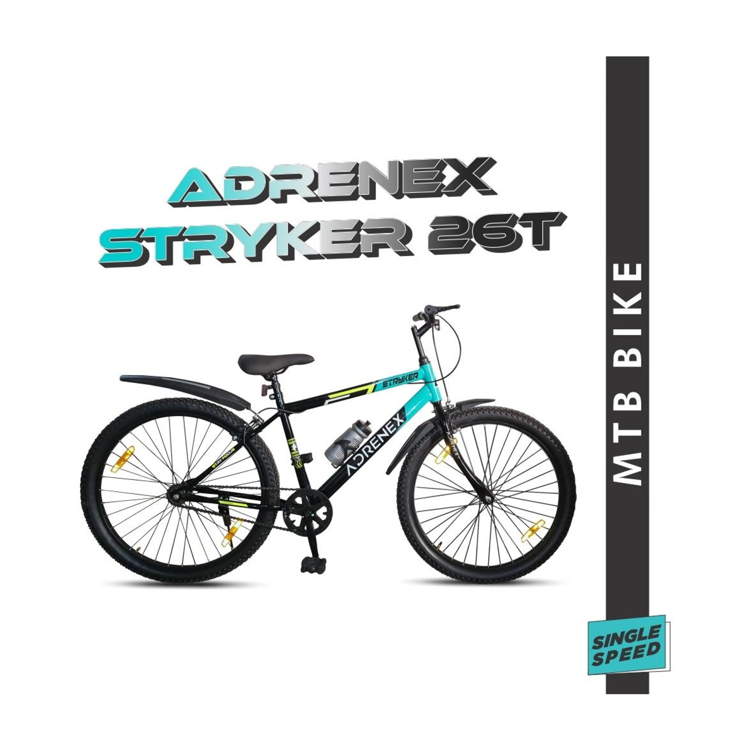 Image of Adrenex Stryker 26T | 85% Pre- Assembled | 26 T (inch) Mountain Cycle (Single Speed, Blue, Black, Rigid)