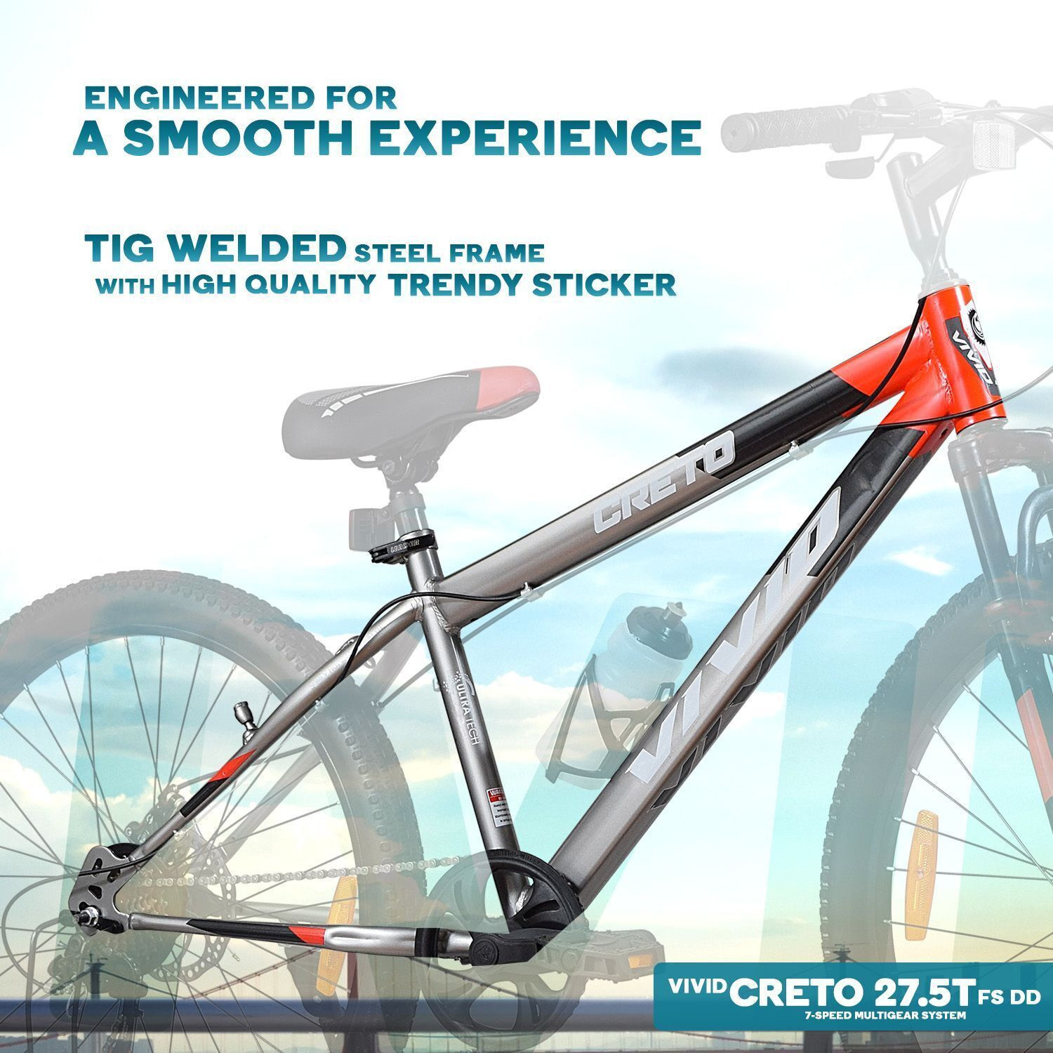 Image of VIVID Creto 27.5T Multi-Speed Gear Cycle for Men | Front Suspension & Dual Disc Brakes 27.5 T (inch) Mountain Cycle