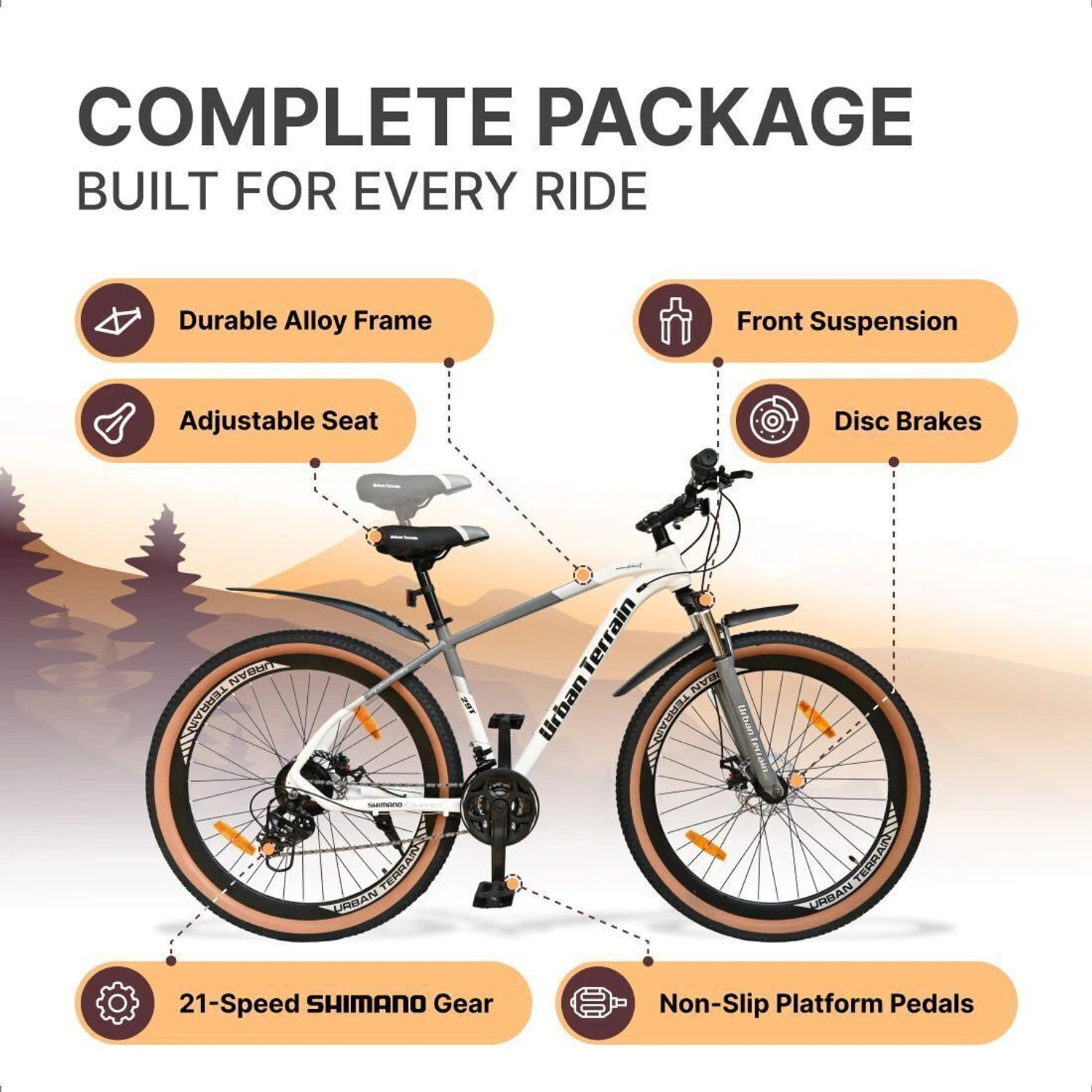 Image of Urban Terrain Aeroblast 29T Alloy MTB Cycles Shimano Geared for Men with Dual Disc Brake 29 T (inch) Road Cycle