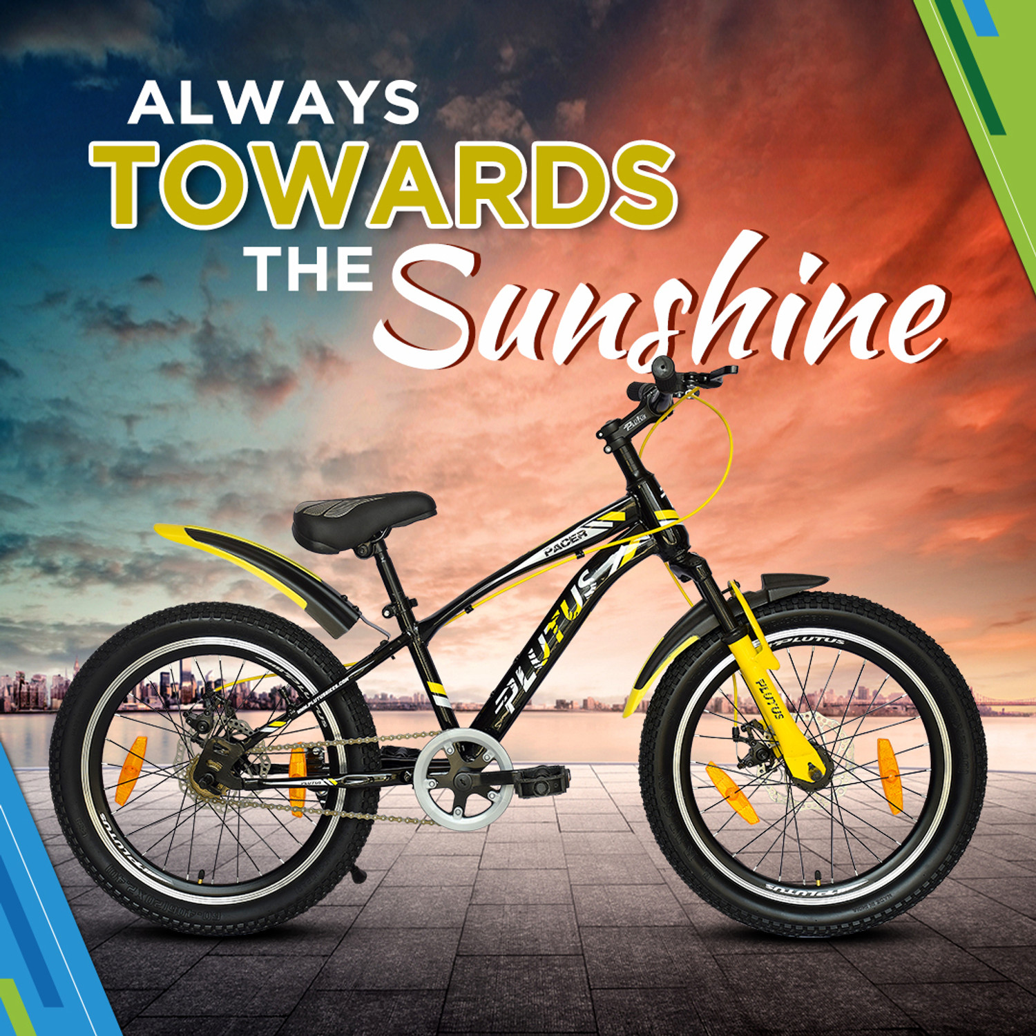 Image of PLUTUS Pacer Cycle for Kids, Power Brake, Single Speed (Yellow) 20 T (inch) Mountain Cycle