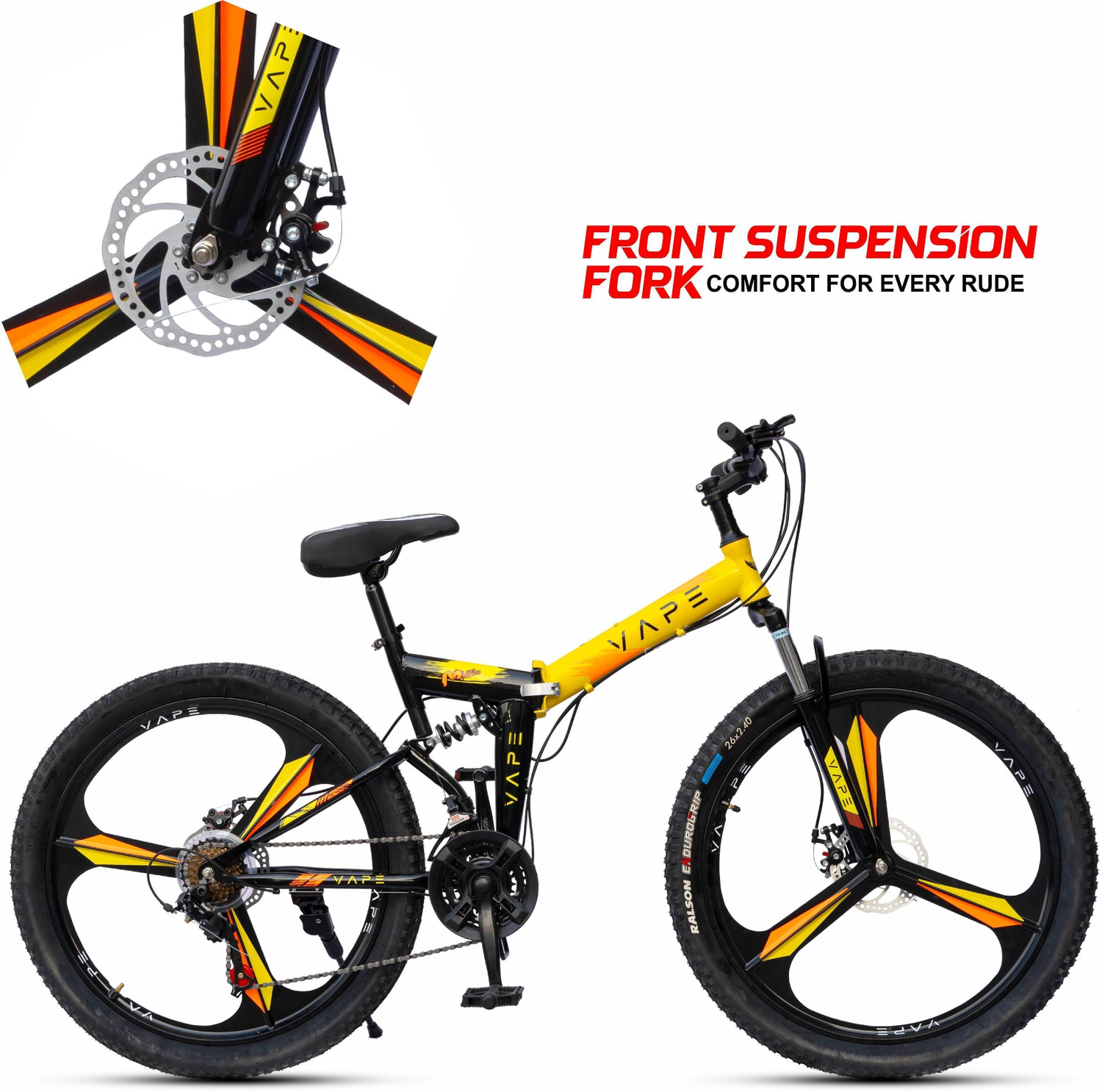 Image of GOAL 21-Speed Folding bicycle with Front Suspension, Mag Wheels, 26x2.40 Tyres 26 T (inch) Folding Bikes /Folding Cycle