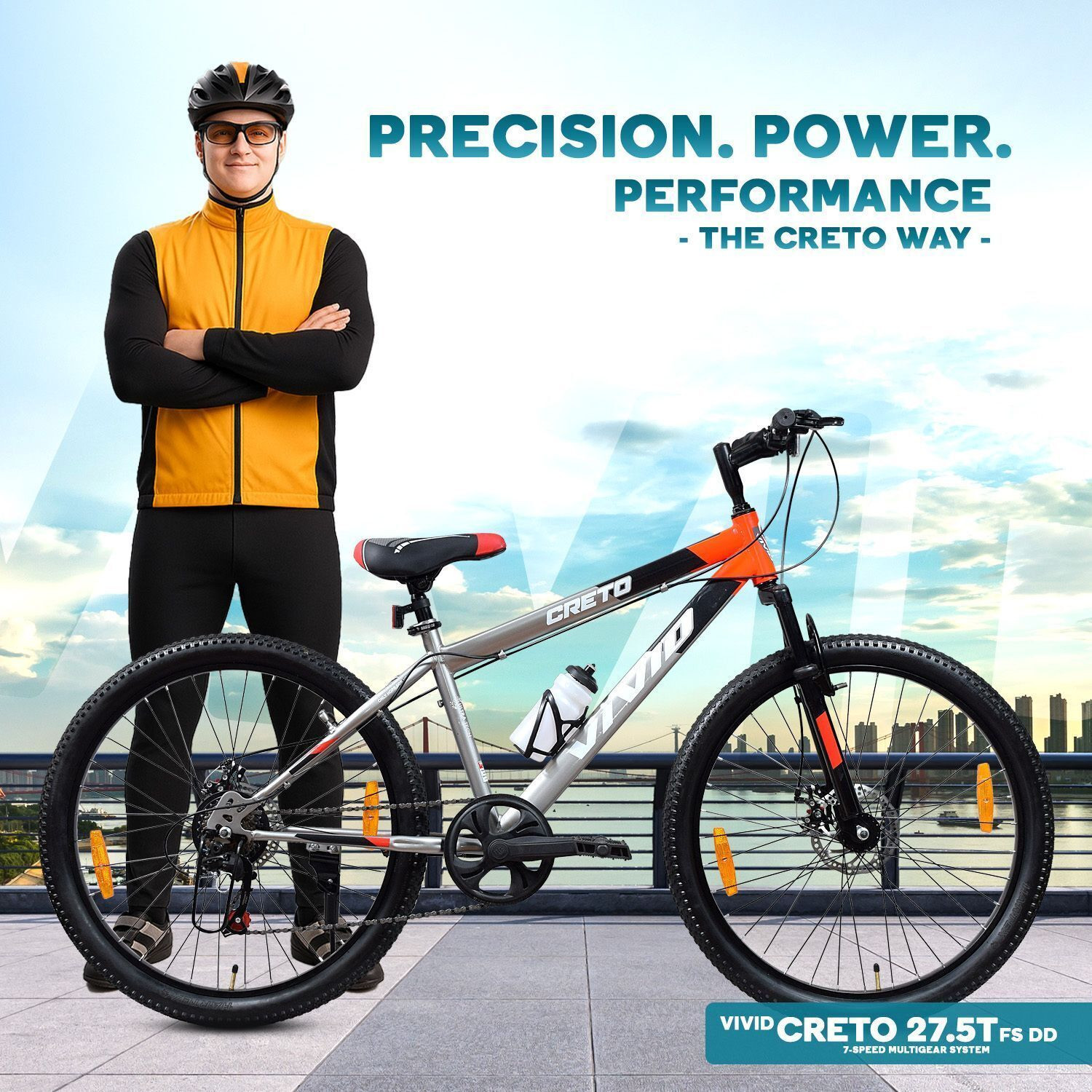 Image of VIVID Creto 27.5T Multi-Speed Gear Cycle for Men | Front Suspension & Dual Disc Brakes 27.5 T (inch) Mountain Cycle
