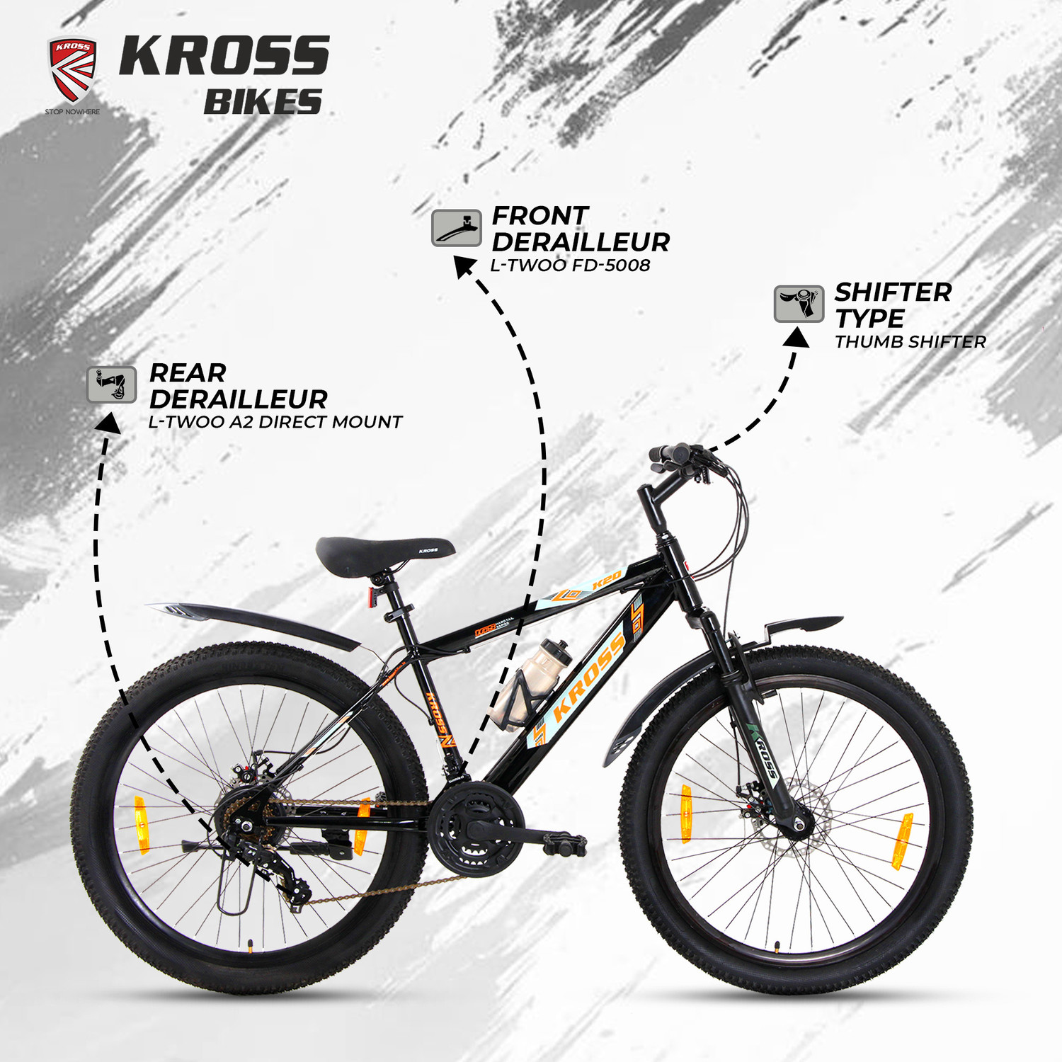 Image of Kross K-2.0 26T 21-Speed MTB Bicycle with Dual Disc Brakes & Suspension 26 T (inch) Mountain Cycle