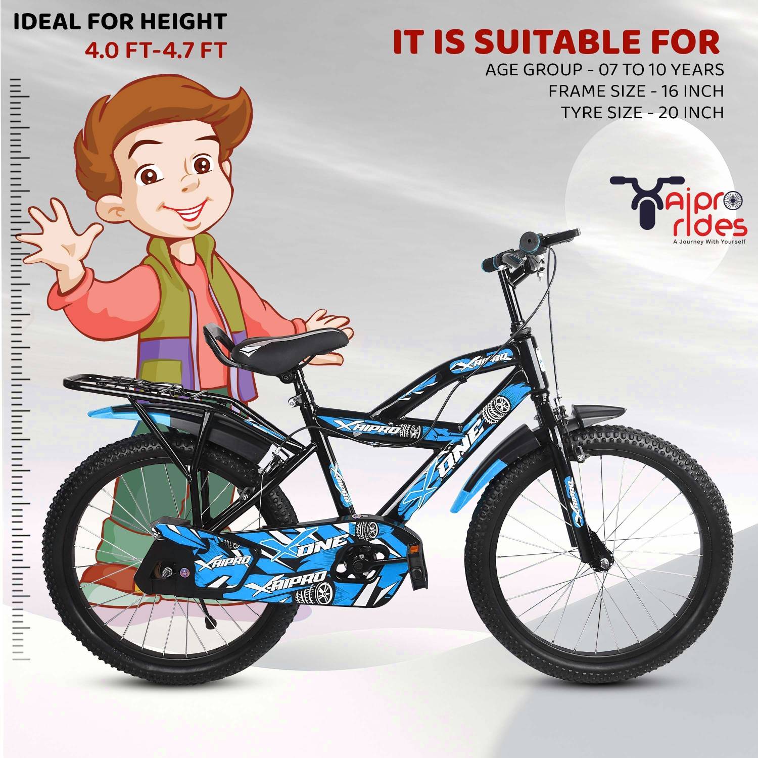 Xaipro 20T X-ONE SKYBLUE M RIM 7 TO 10 YEAR KIDS CYCLE 90