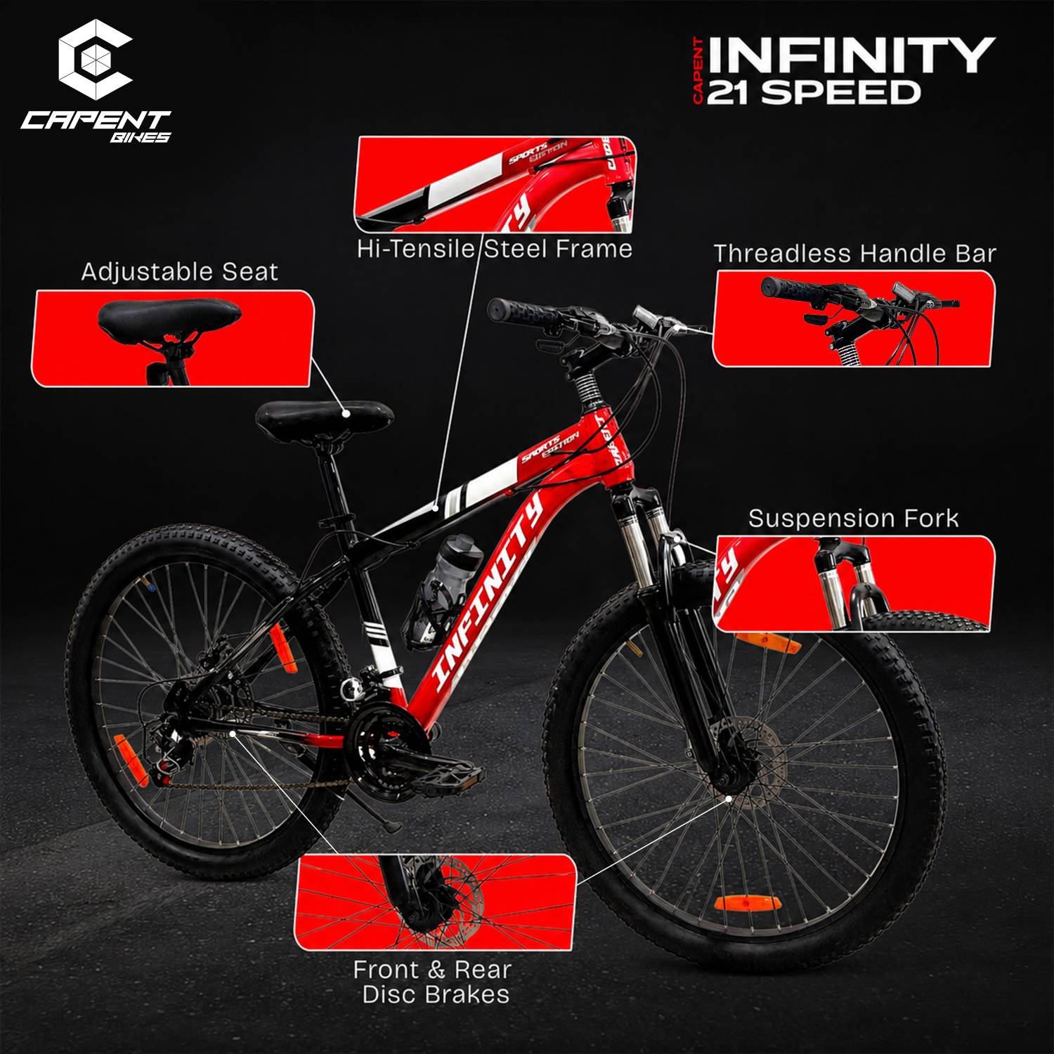 Capent Infinity 21 Speed Geared 26T MTB Cycle - Image 4