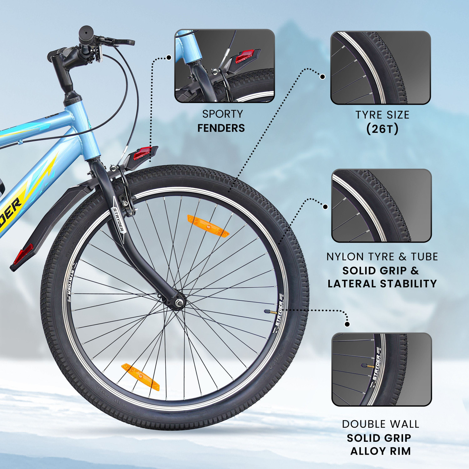 Image of STRYDER Levanto 26 inch MTB Cycle - Durable & Stylish Ride with Disc Brake | 26 T (inch) Mountain Cycle