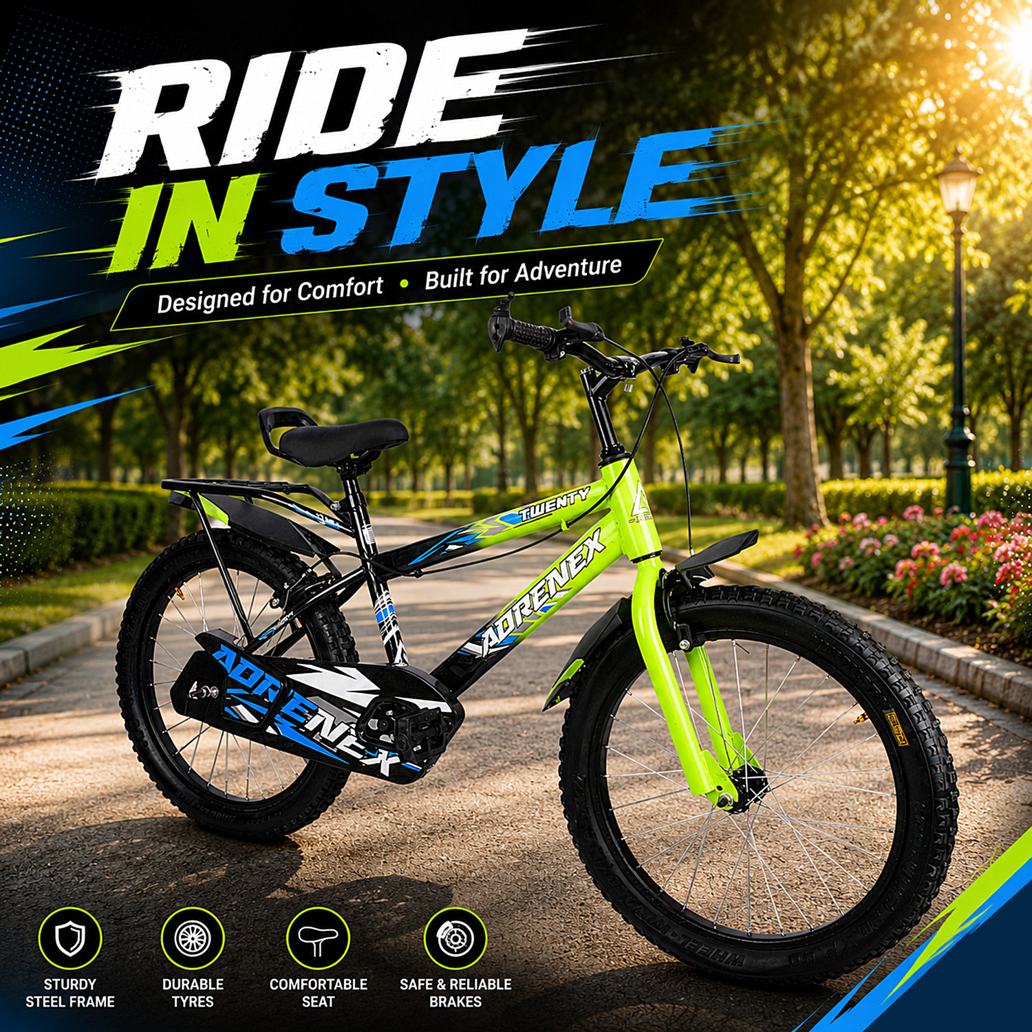 Image of Adrenex 20T PREMIUM TIRETUBE BICYCLE FOR 5 TO 9 YEAR KIDS 20 T (inch) BMX Cycle