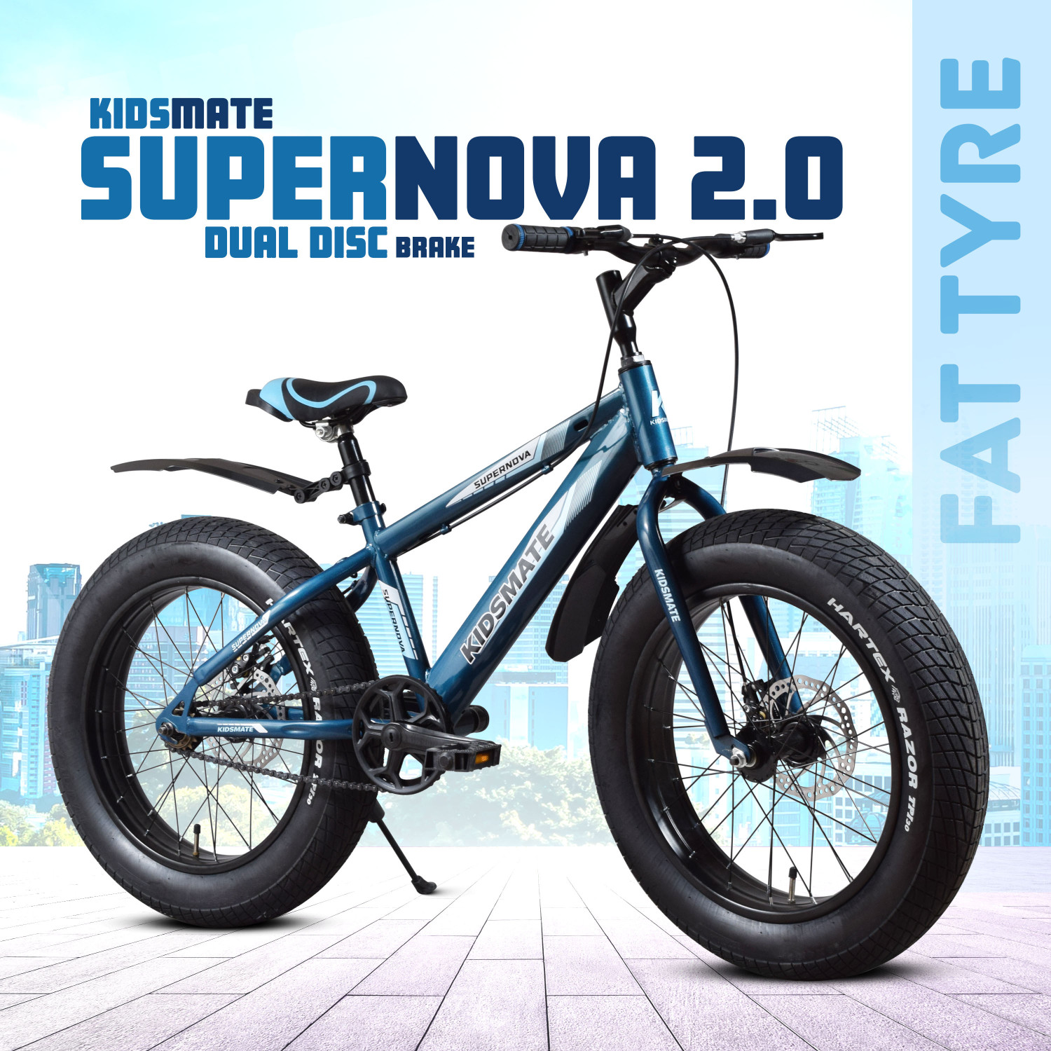 Image of Kidsmate Supernova 2.0 (20x4.00) Fat Tire Cycle for Kids with Dual Disc Brake, Rigid Fork 20 T (inch) Road Cycle