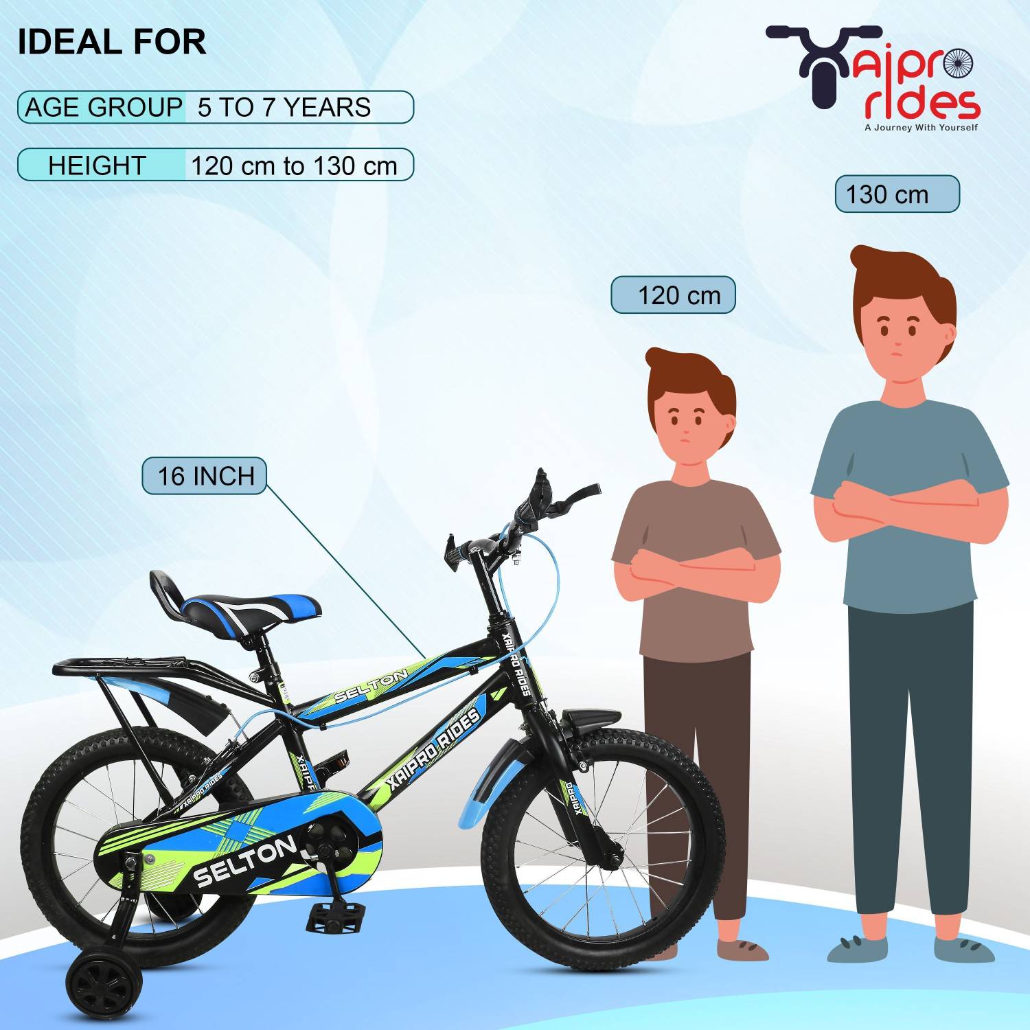 Xaipro Plus SELTON M-RIM Sky Blue BMX Cycle 16 Inch - Image 3