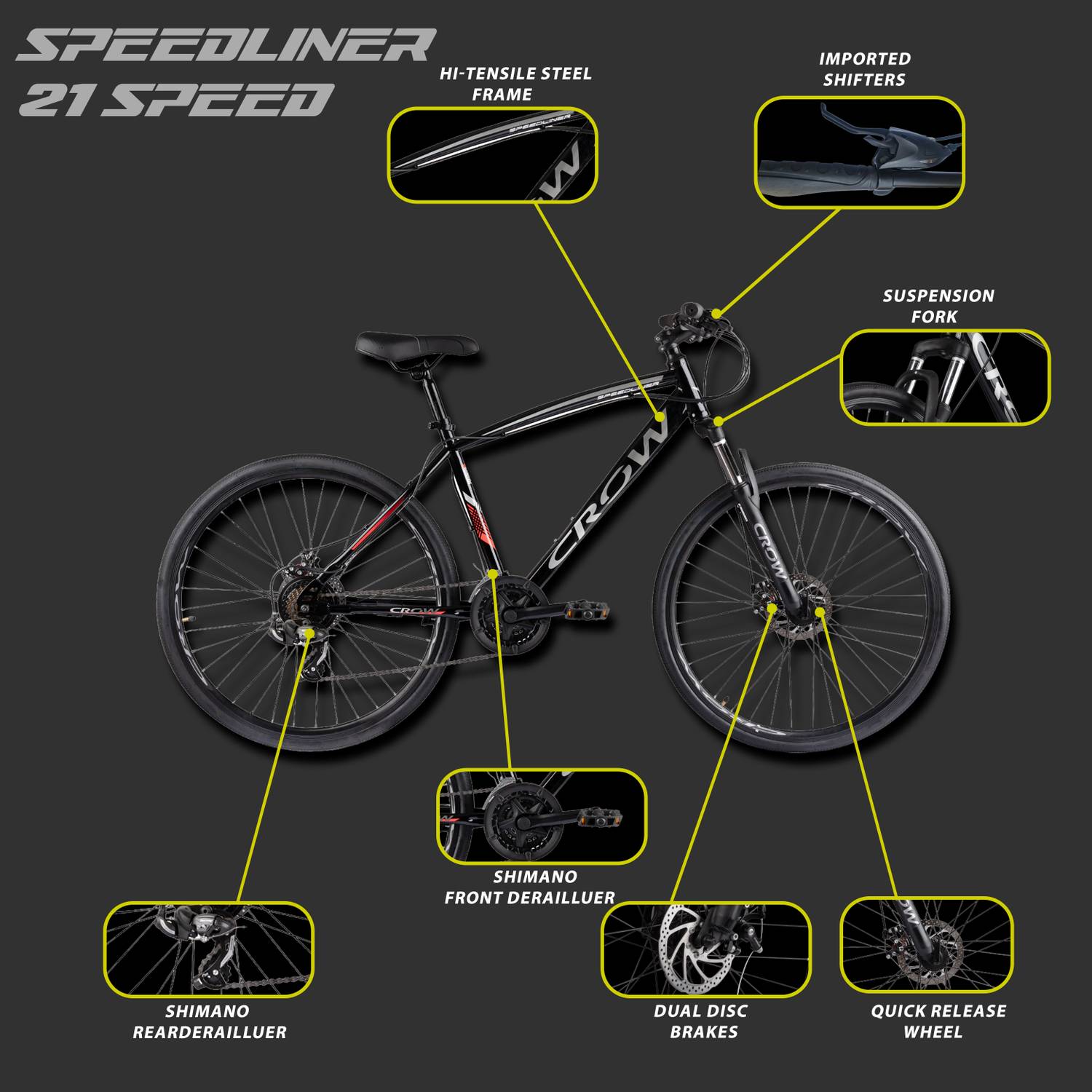 Crow SPEEDLINER 21 Speed Hybrid Cycle - Image 3