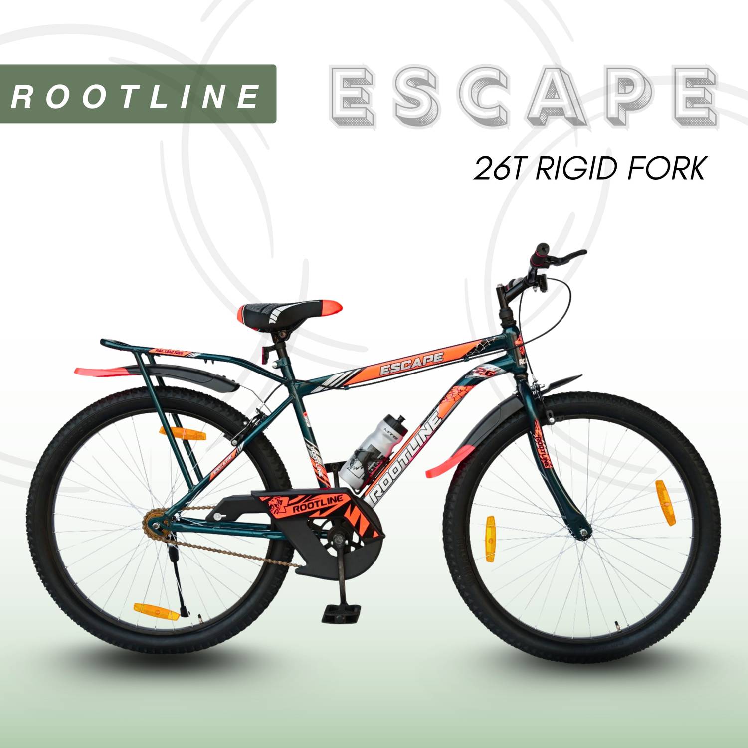 ROOTLINE ESCAPE 26T Mountain Single Speed Green Orange Rigid