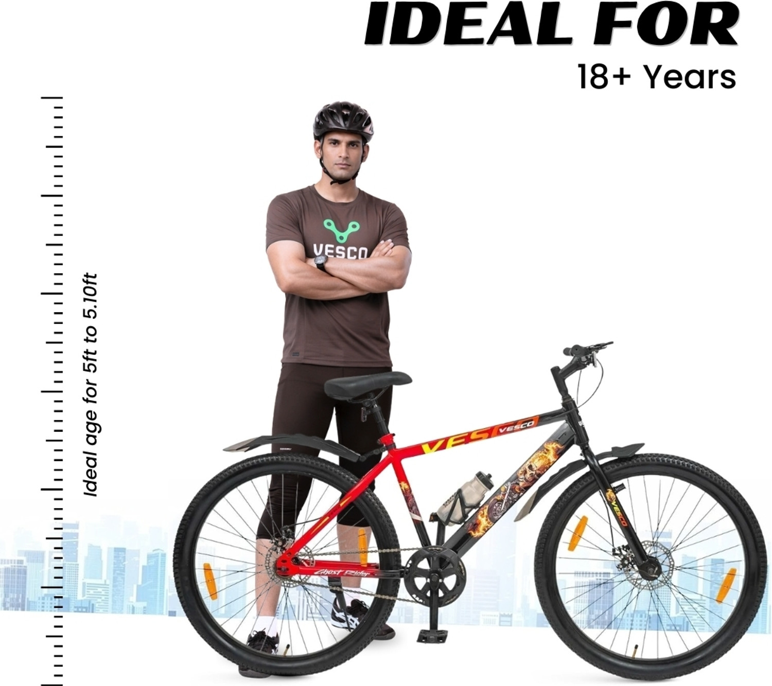 Image of VESCO Ghost Rider 27.5T Cycle for Men | Dual Disc Brake Cycle, Ideal for 15+Years 27.5 T (inch) Hybrid Cycle /City Bike