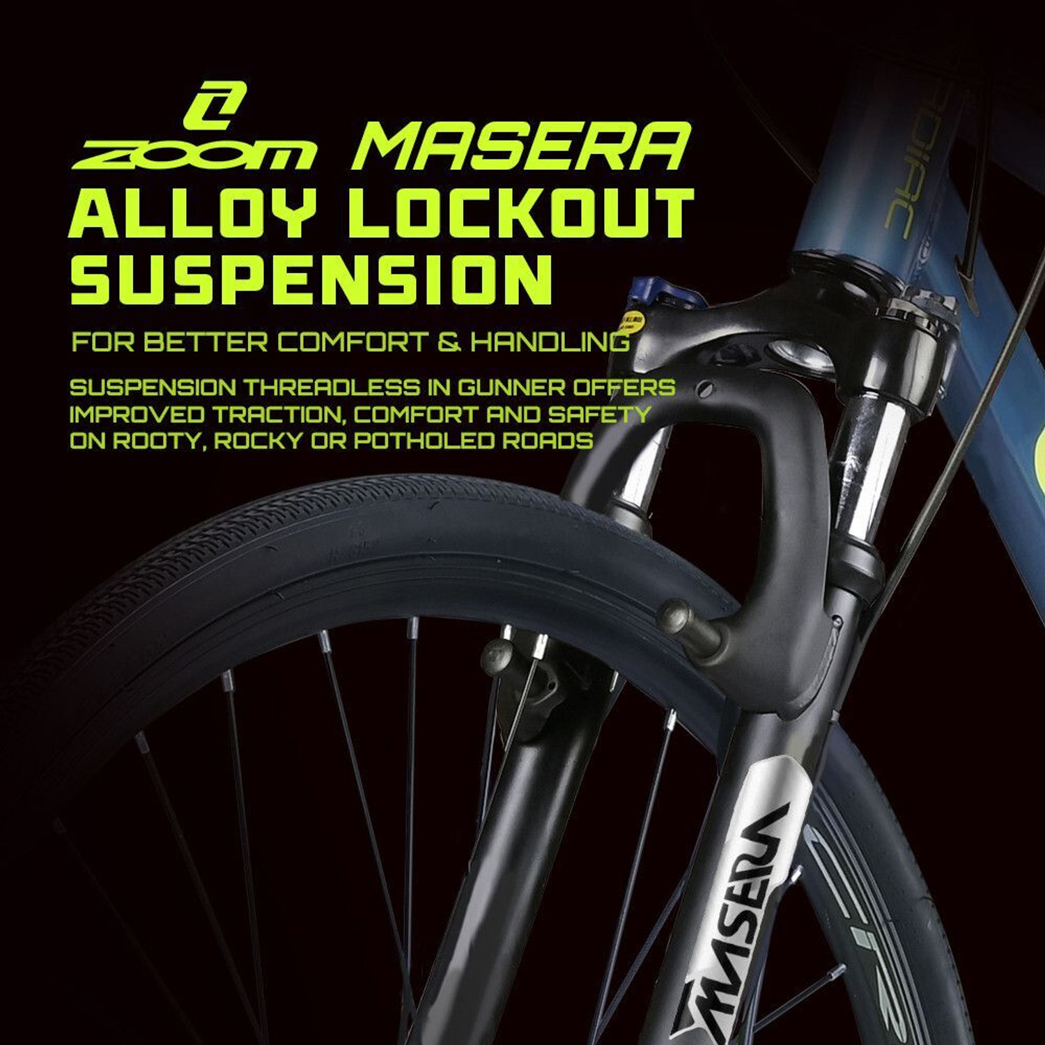 Image of CRADIAC GUNNER PRO MAX|6061 ALLOY FRAME FRAME|ZOOM LOCKOUT SUSPENSION|STEM RAISER 700C T (inch) Hybrid Cycle /City Bike