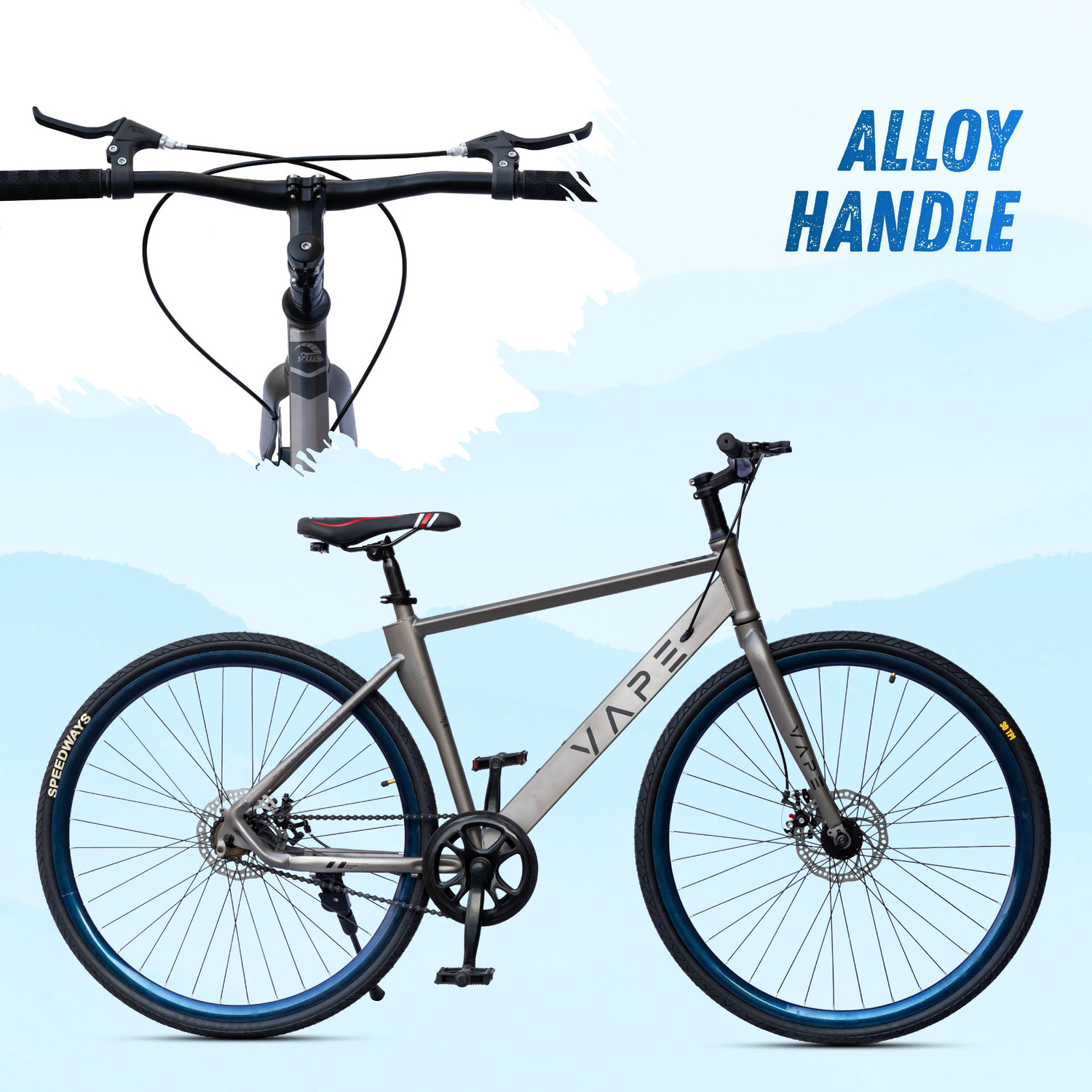 Image of GOAL VAPE 700C SingleSpeed Hybrid Bicycle | Double Disc Brakes || Speedways Tyres 700C T (inch) Hybrid Cycle /City Bike
