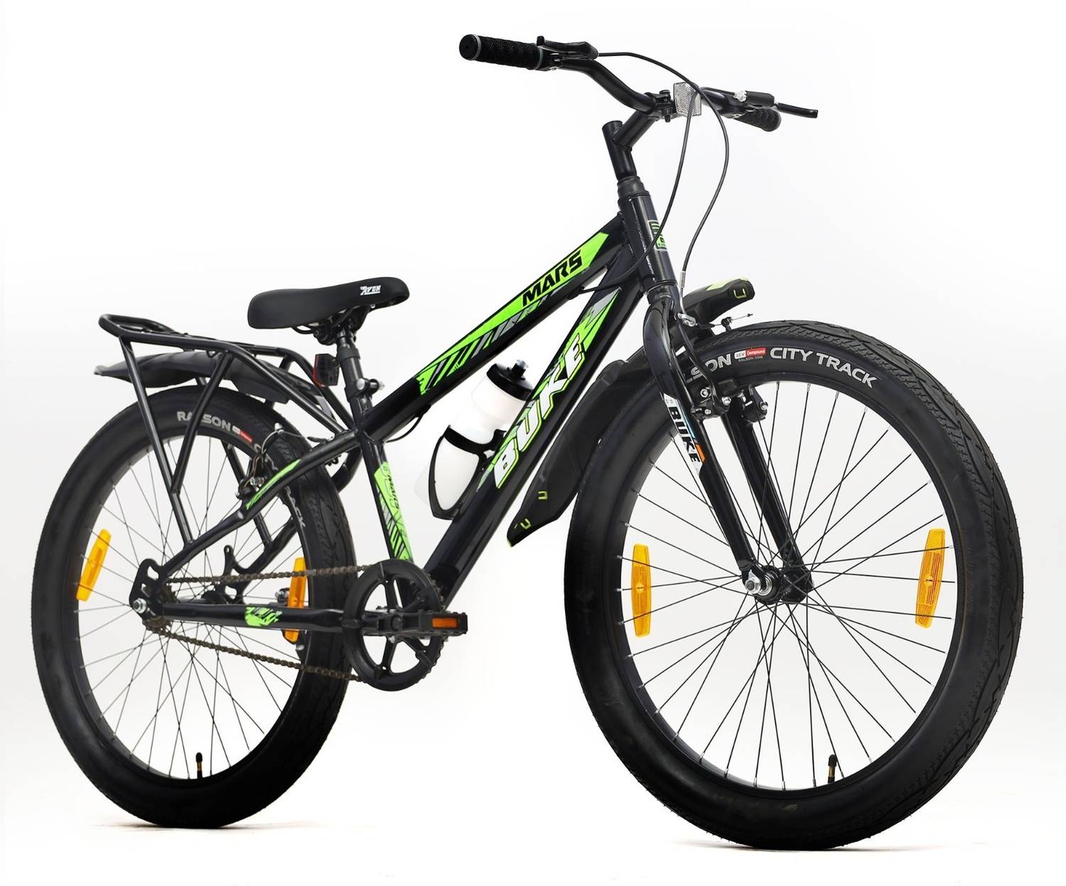 AVON MARS 24T Fat Tyre Bicycle for Boys with Carrier 85% Pre Fitted Stylish Design 24 T (inch) Hybrid Cycle/City Bike
