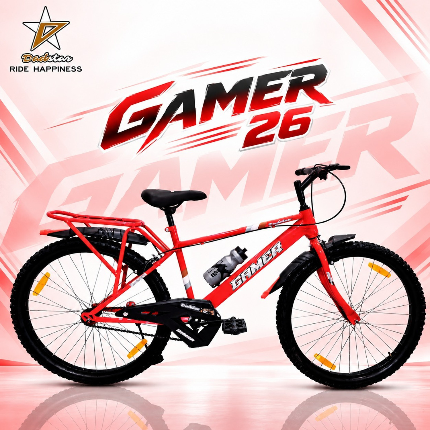 DADSTAR GAMER OREO 26T BICYCLE FOR AGE 12PLUS RED COLOUR 26 INCH 26 T (inch) BMX Cycle
