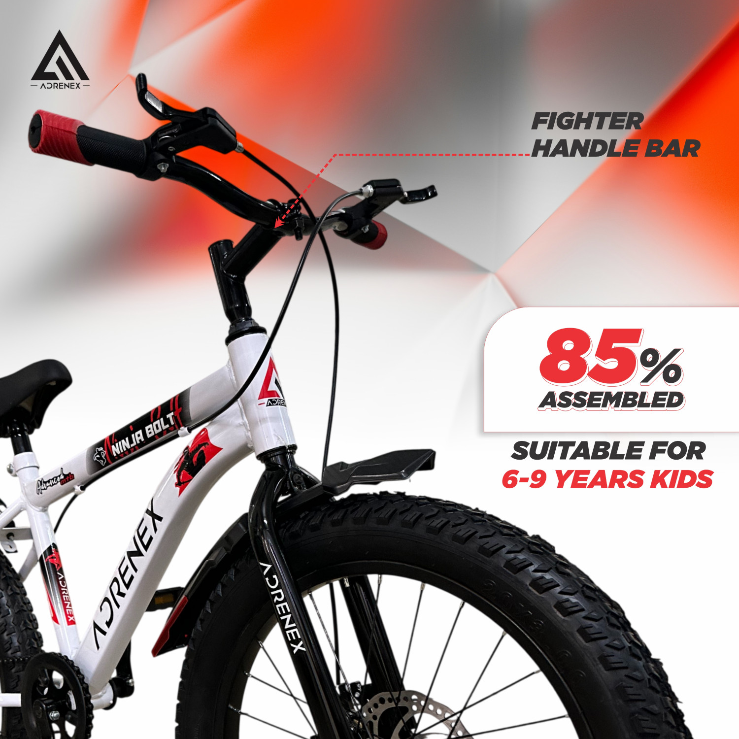 Image of Adrenex Ninja Bolt 20T | 20x3.00 | Disc Brakes 20 T (inch) BMX Cycle