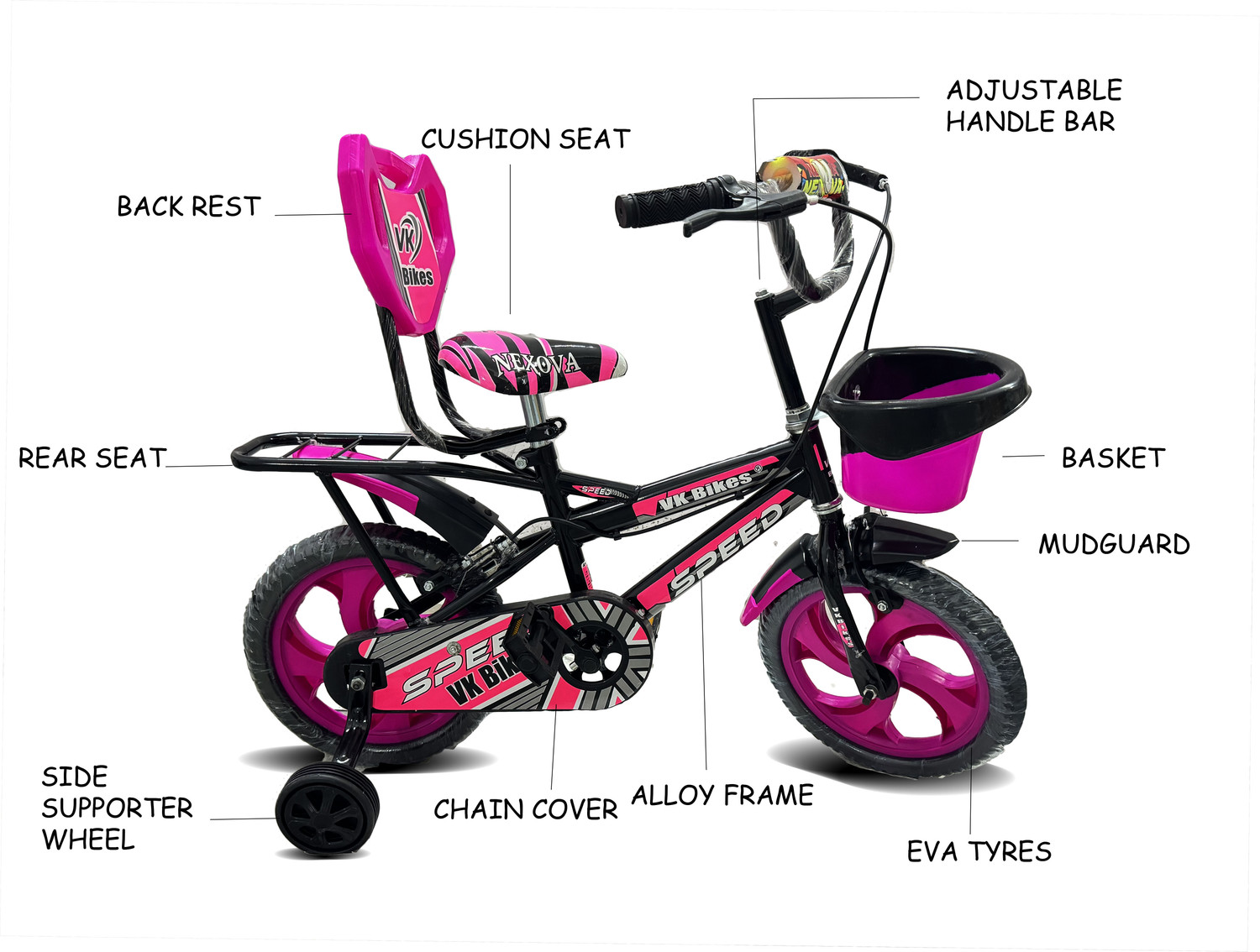 Image of BYKING Premium Quality Cycle For Kids, Color -Pinkk 14 T (inch) Road Cycle