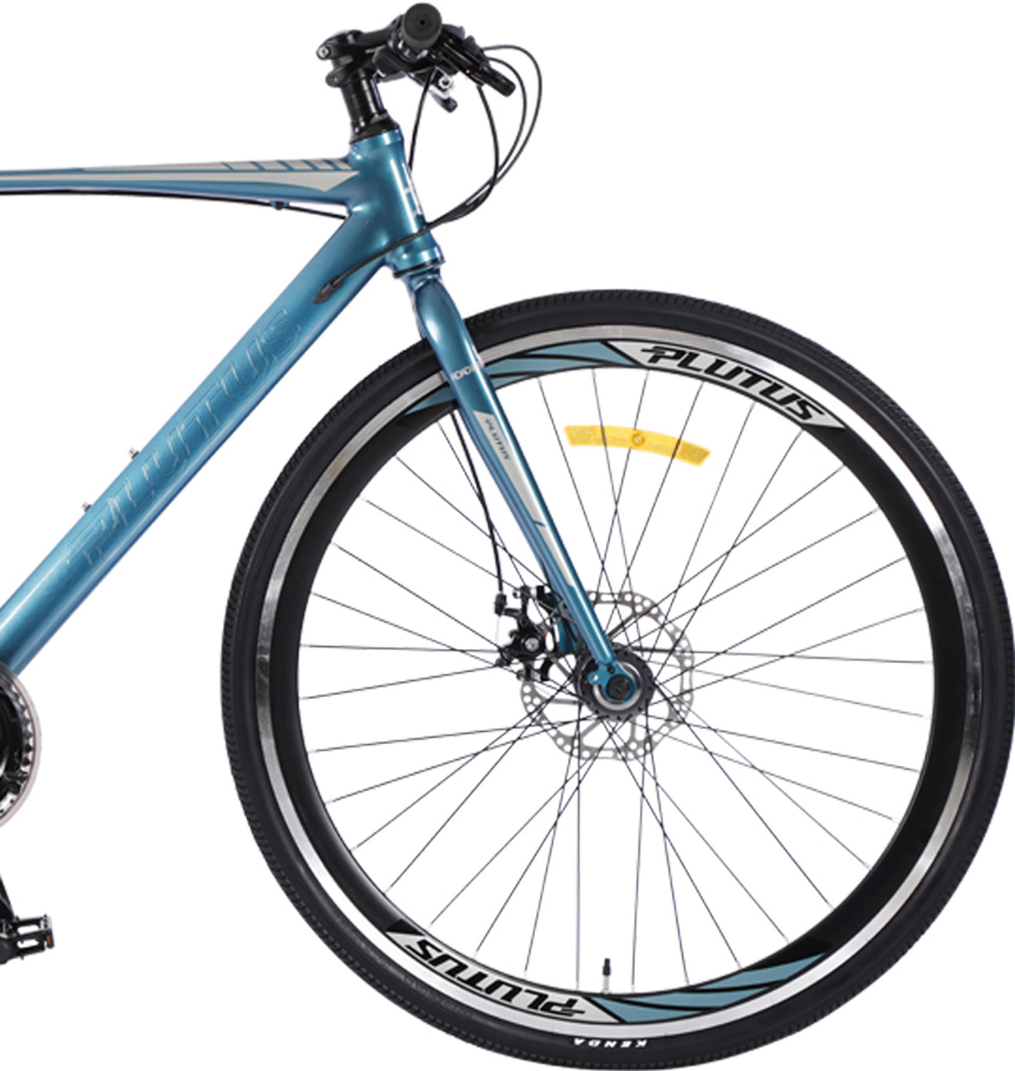 Image of PLUTUS Warhawk Hybrid Cycle Age-12+ with Dual Disc Brake, Multi Speed (DK-GREEN-GREY) 700C T (inch) Hybrid Cycle /City Bike