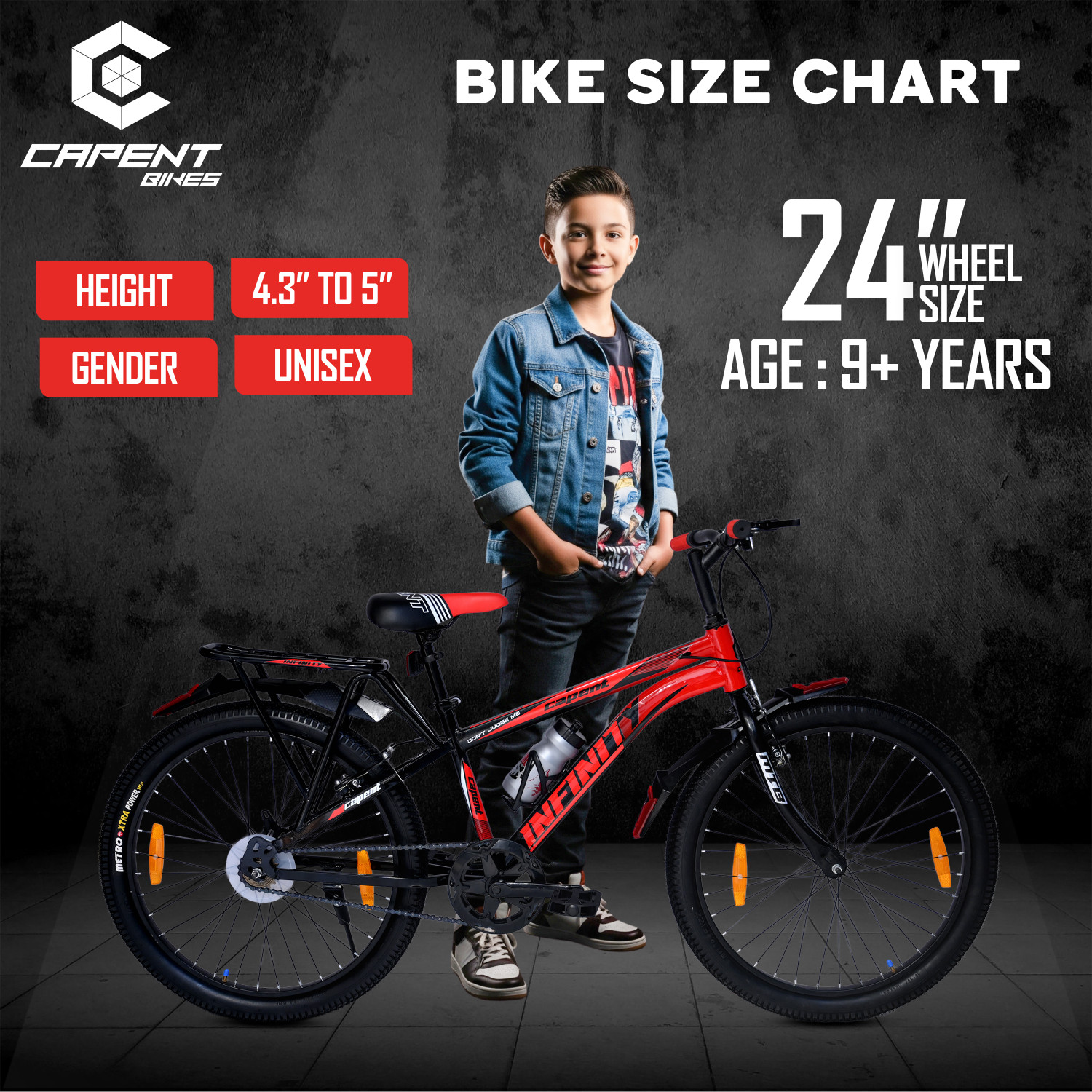 Image of CAPENT Infinity 24T IBC Cycle with Carrier for Big Kids Boys /Girls 9 to 13 age 24 T (inch) Road Cycle