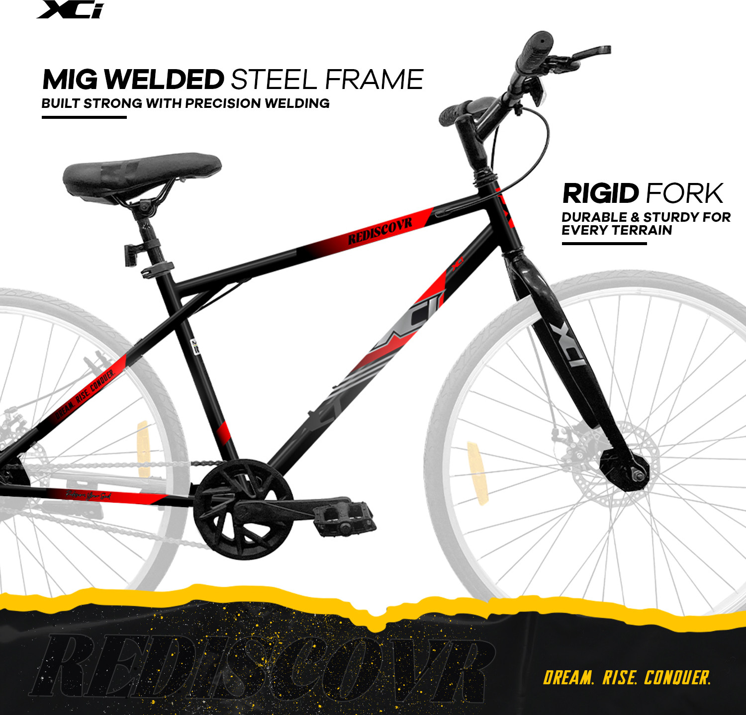 Image of XCi Rediscovr 700C Single Speed Hybrid /City Cycle with Dual Disc Brakes Blue 700C T (inch) Hybrid Cycle /City Bike