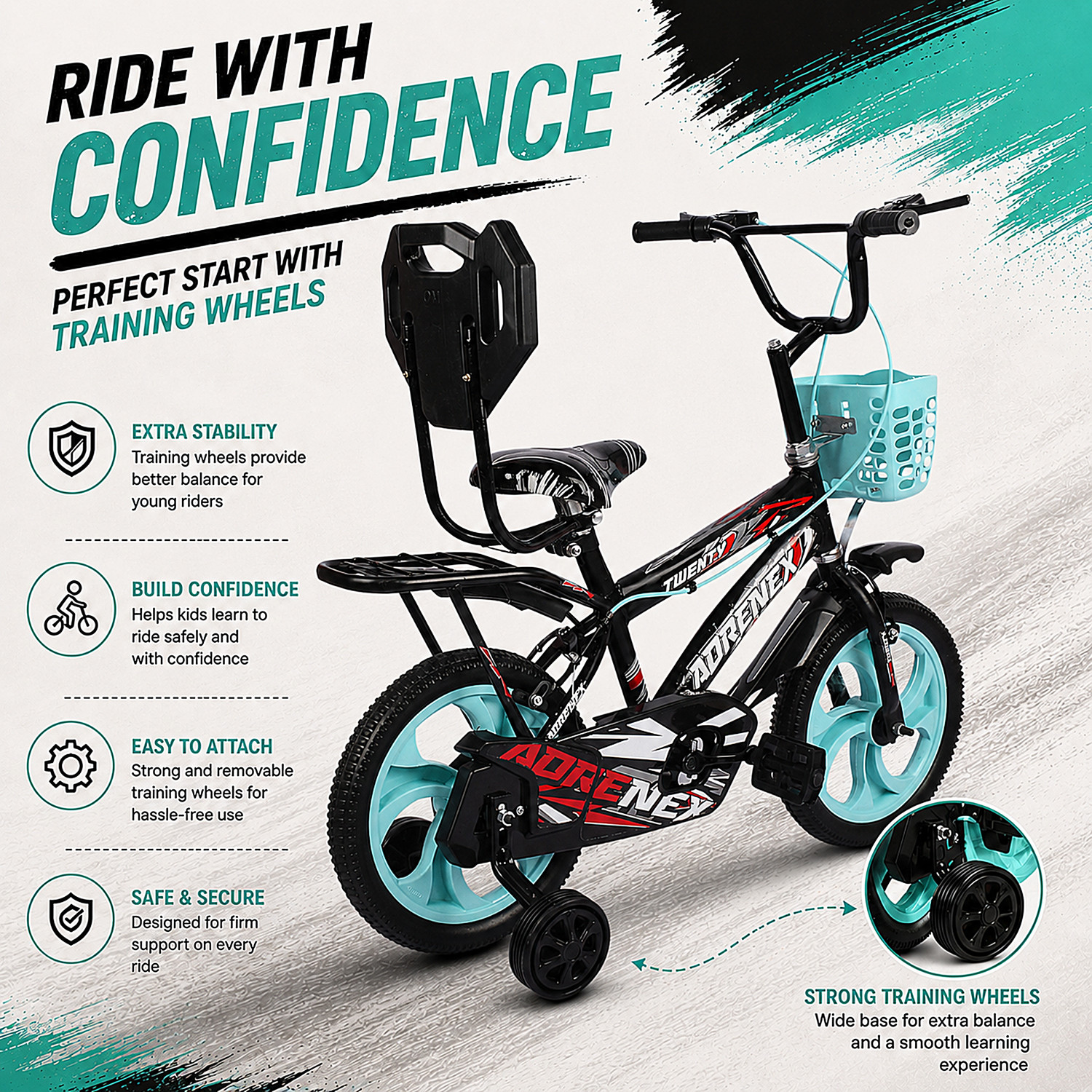Image of Adrenex 14T PREMIUM BICYCLE FOR 3 TO 5 YEAR KIDS 14 T (inch) BMX Cycle
