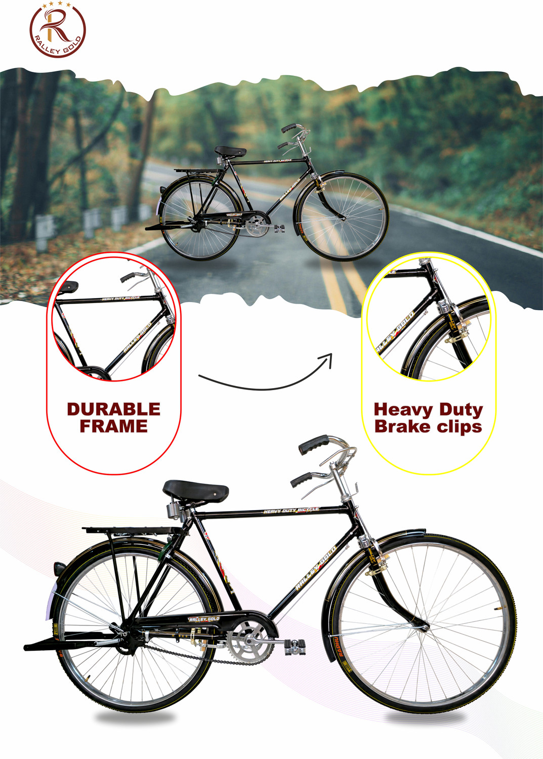 Image of Rally Popular 22 Inch Men's Full Size Bicycle with Carrier, Stand and Lock 26 T (inch) Hybrid Cycle /City Bike