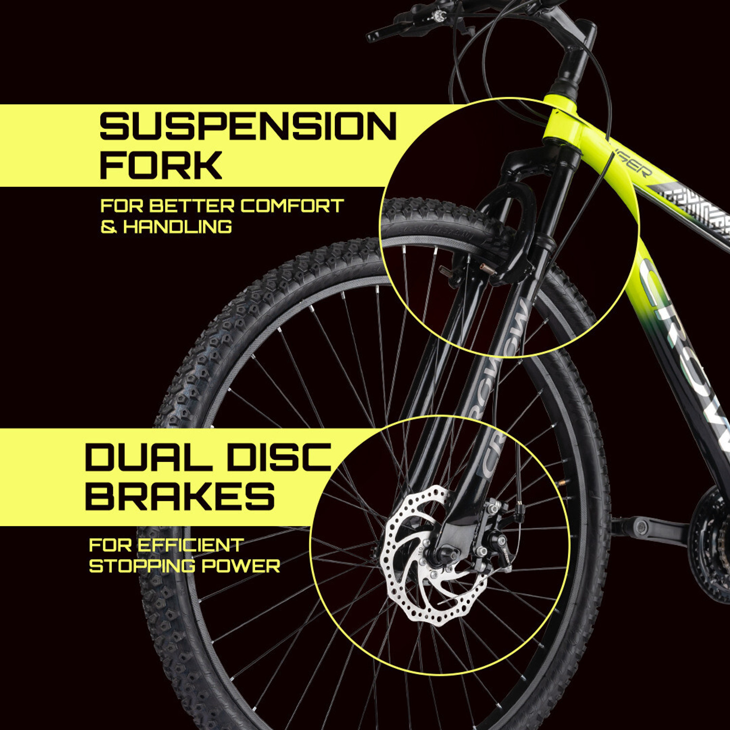 Image of Crow STINGER X7 21 SPEED|geared|FRONT SUSPENSION|DUAL DISC 29 T (inch) Mountain Cycle