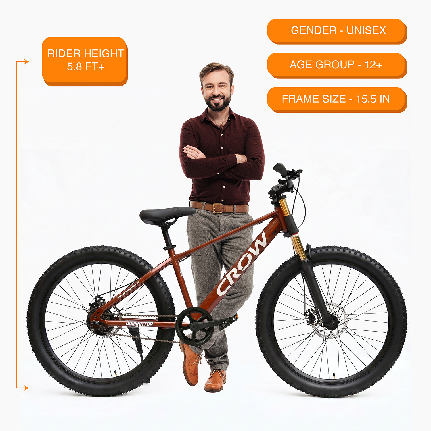 Image of Crow DOMINATOR PRO SINGLE SPEED 29T|DOWNHILL SUSPENSION |JAK DUAL DISC BRAKE 29 T (inch) Mountain Cycle
