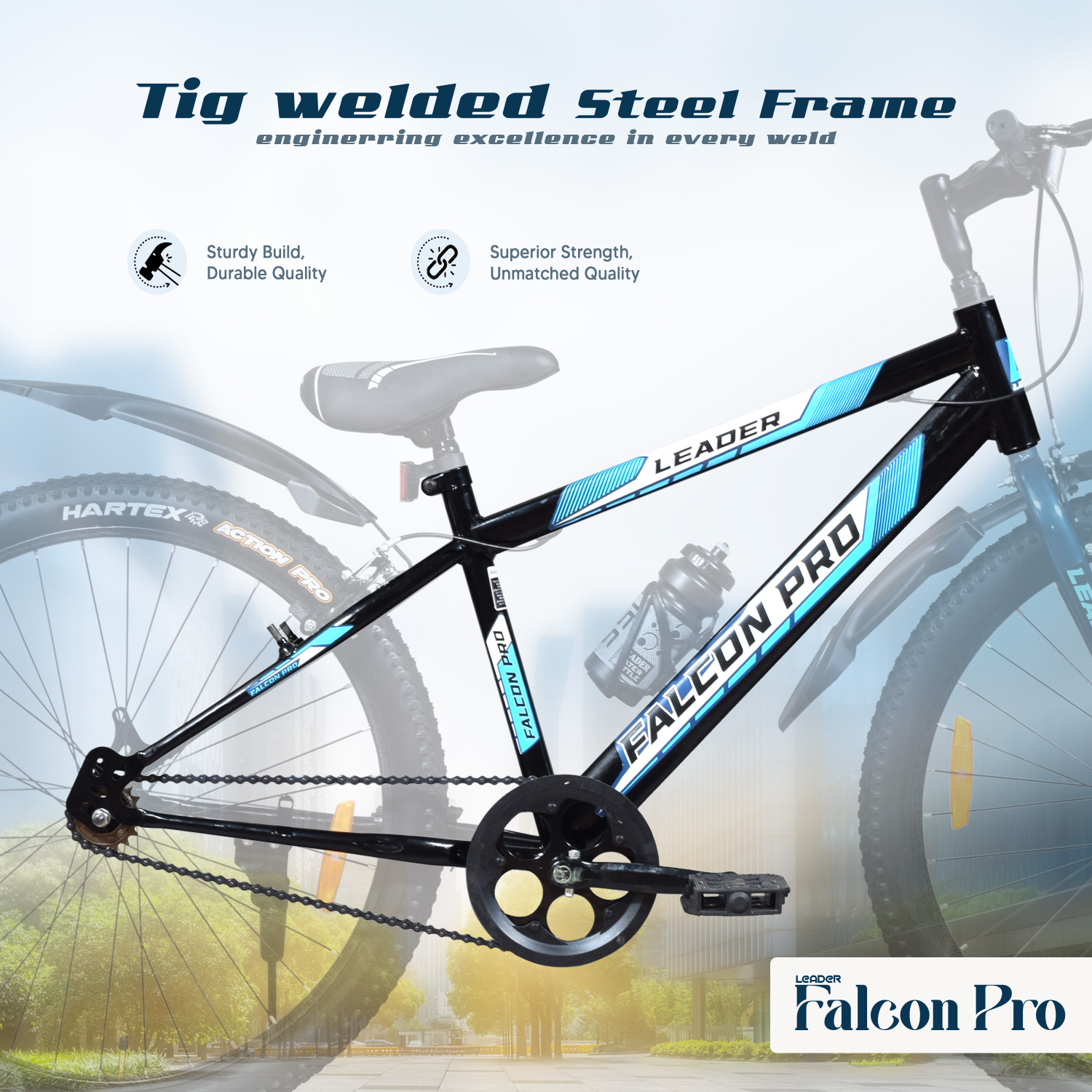 Image of LEADER Falcon Pro 26T Bicycle for Men, Single Speed MTB Bike,Caliper Brake & Rigid Fork 26 T (inch) Mountain Cycle