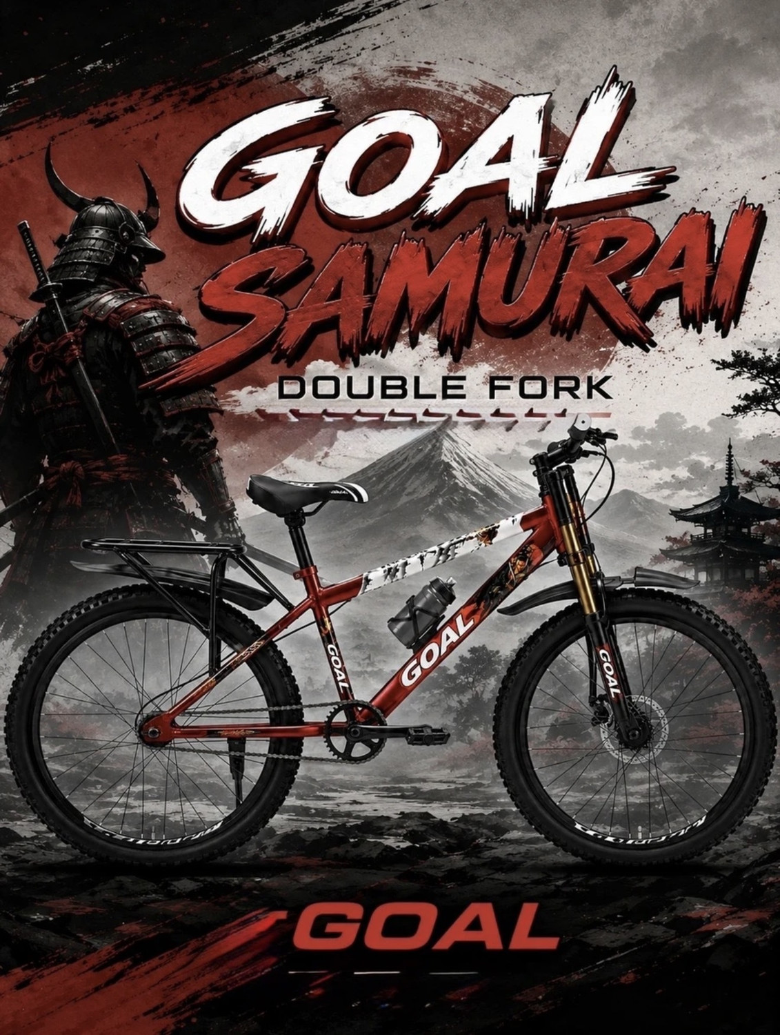 Image of GOAL BLUE SAMURAI||DOUBLE CROWN||SINGLE SPEED||PREMIUM QUALITY 26 T (inch) Mountain Cycle
