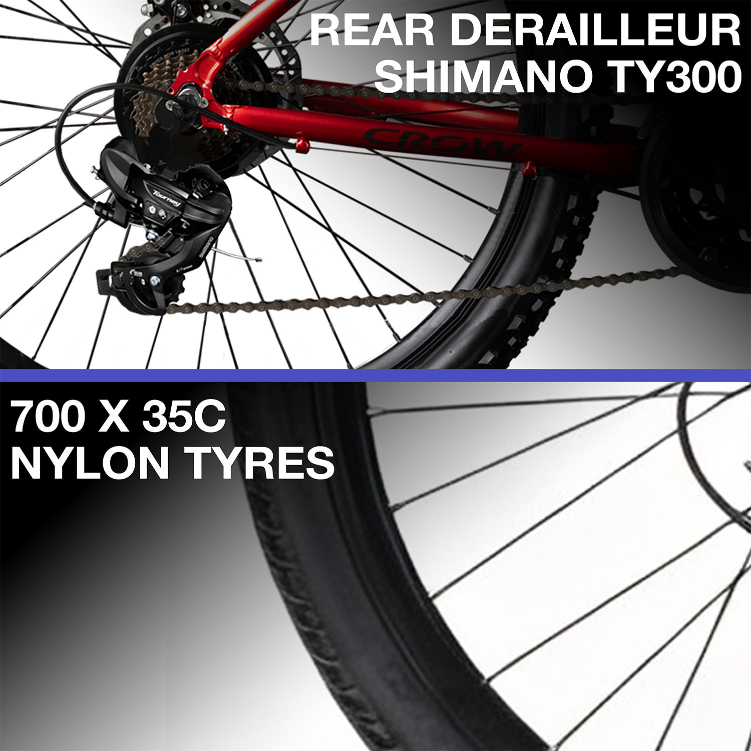Image of Crow ROAD RUNNER 7 SPEED | 6061 ALLOY FRAME | SUSPENSION | 700C | Shimano Gears 700C T (inch) Hybrid Cycle /City Bike