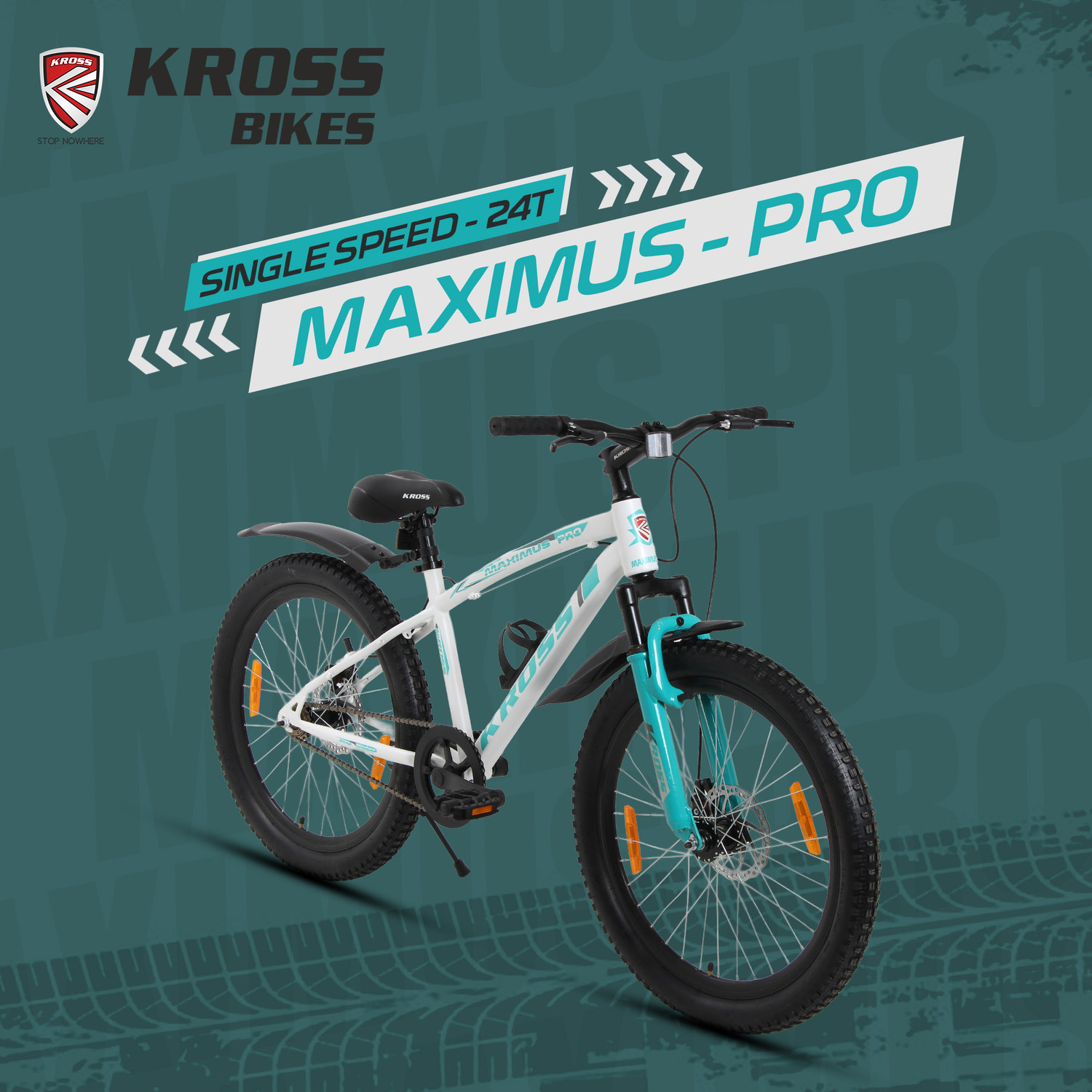 Image of Kross Maximus Pro Mountain Bike - Matte White, Single Speed | Double Disc 24 T (inch) Mountain Cycle
