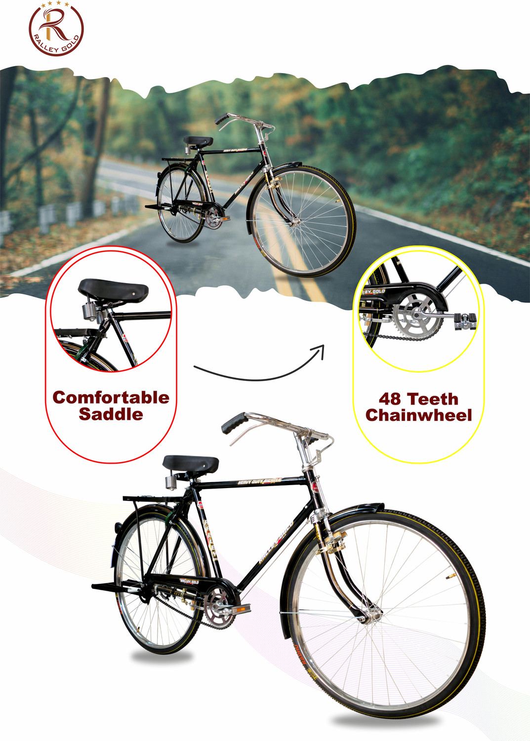 Image of Rally Popular 22 Inch Men's Full Size Bicycle with Carrier, Stand and Lock 26 T (inch) Hybrid Cycle /City Bike