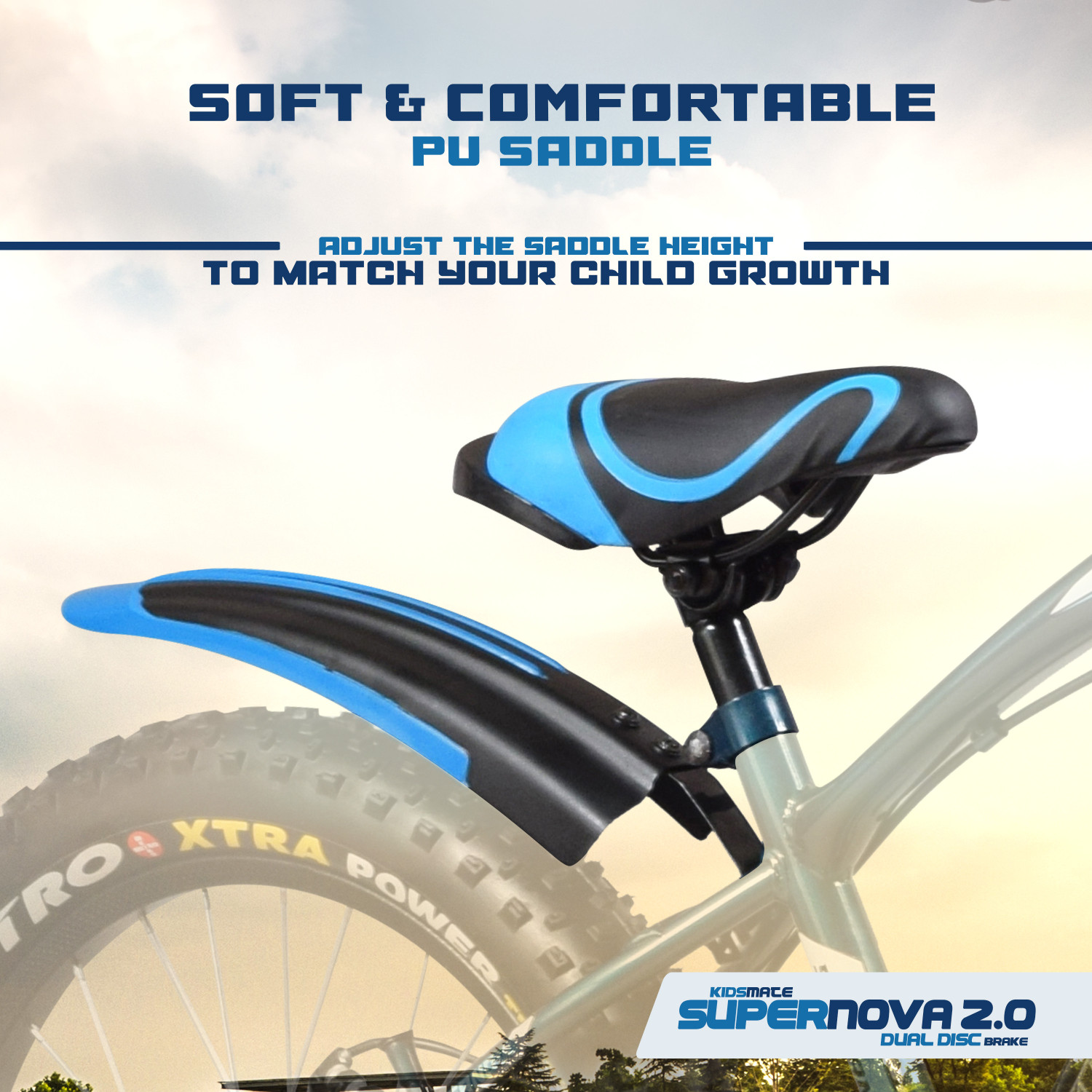 Image of Kidsmate Supernva 2.0 Semi Fat Tire Cycle for Kids (7-10 Yrs) Dual Disc Brake,Rigid Fork 20 T (inch) Road Cycle