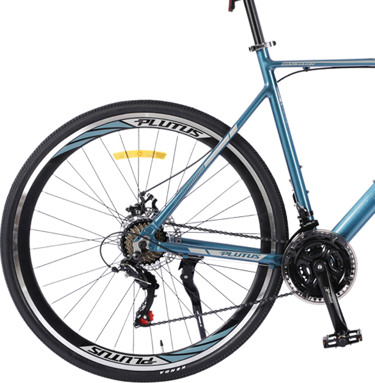 Image of PLUTUS Warhawk Hybrid Cycle Age-12+ with Dual Disc Brake, Multi Speed (DK-GREEN-GREY) 700C T (inch) Hybrid Cycle /City Bike