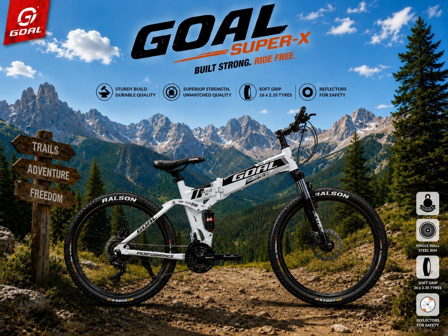 Image of GOAL FOLDING NANO RED 26 T SUPER-X FOLDING BIKES|FOLDING CYCLE 26 T (inch) Folding Bikes /Folding Cycle