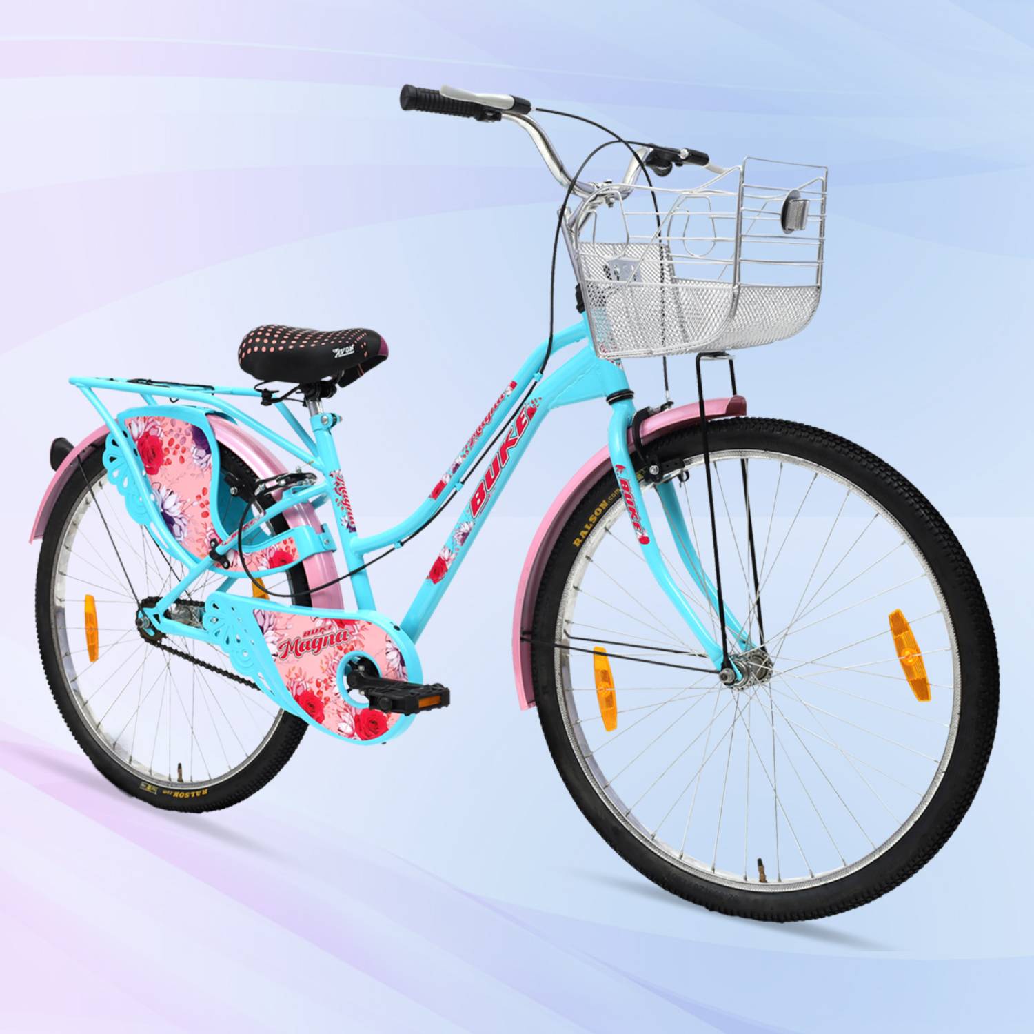 AVON MAGNA 26T Cyclefor Girls & Women with Carrier and Front Basket & Side Dash Guard 26 T (inch) Road Cycle