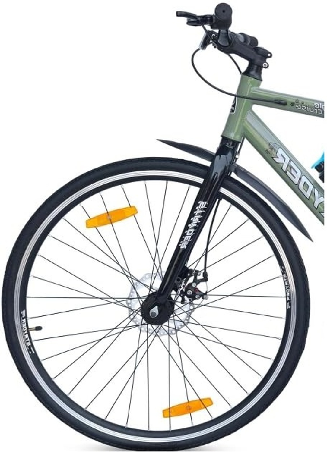 Image of tata stryder Jungle Cruise Hybrid Cycle with Extra Slim Tyres with Dual disc Brakes 26 T (inch) Hybrid Cycle /City Bike (Single Speed, Green, Black, Rigid)