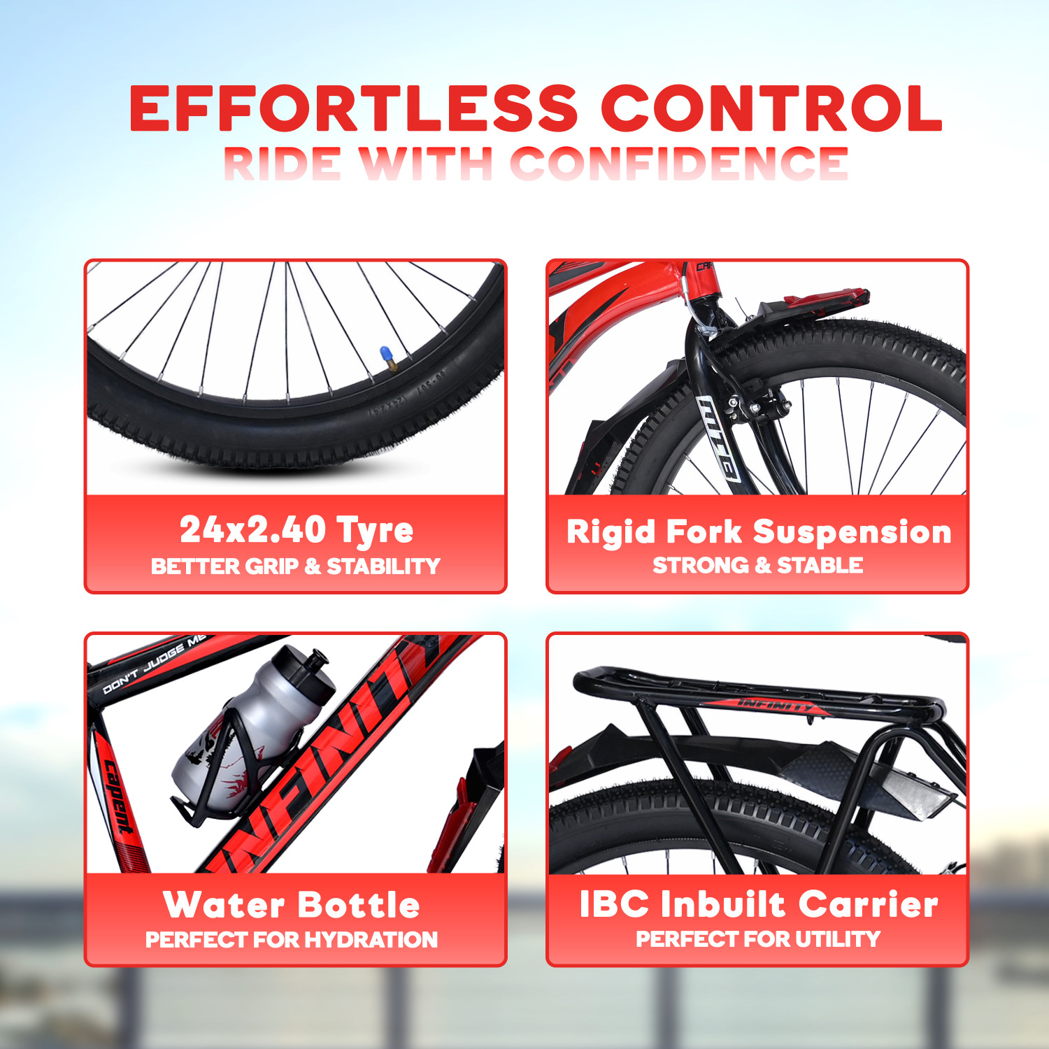 Image of CAPENT Infinity 24T IBC Cycle with Carrier for Big Kids Boys /Girls 9 to 13 age 24 T (inch) Road Cycle