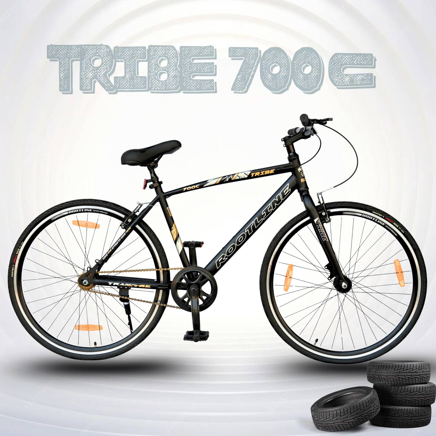 ROOTLINE TRIBE 700C Hybrid Single Speed Black Rigid Suspension 26