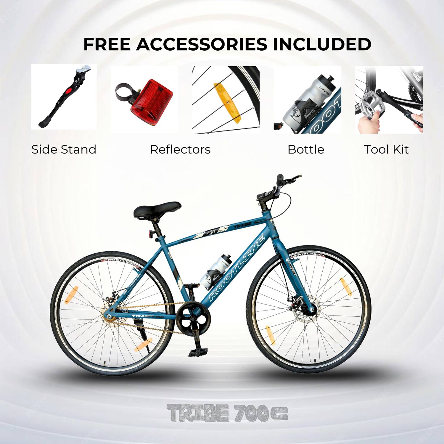 ROOTLINE TRIBE 700C Hybrid Single Speed Metallic Blue - Image 4