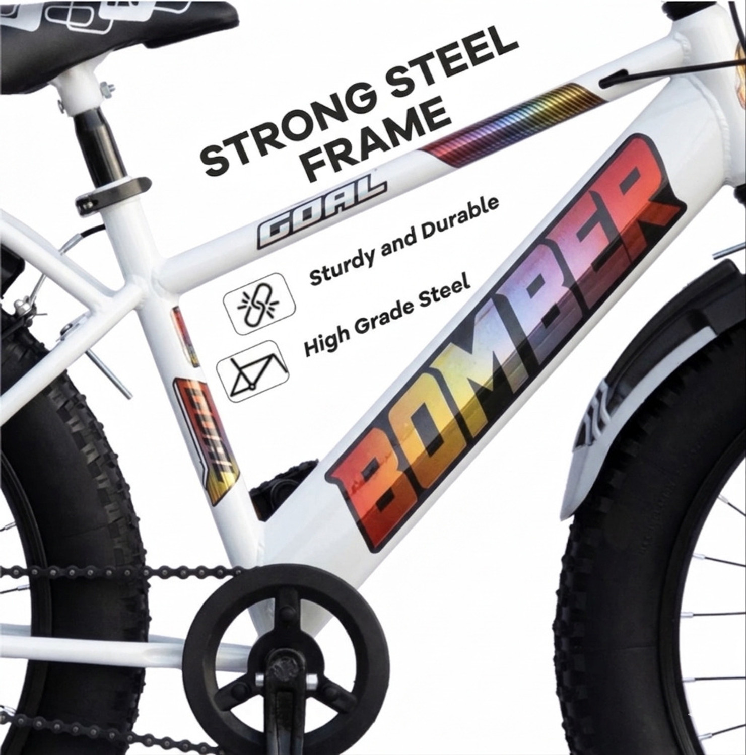 Image of GOAL BOMBER 20T FAT TYRE||DOUBLE DISC|| IN-BUILT CARRIER||PREMIUM QUALITY 20 T (inch) BMX Cycle