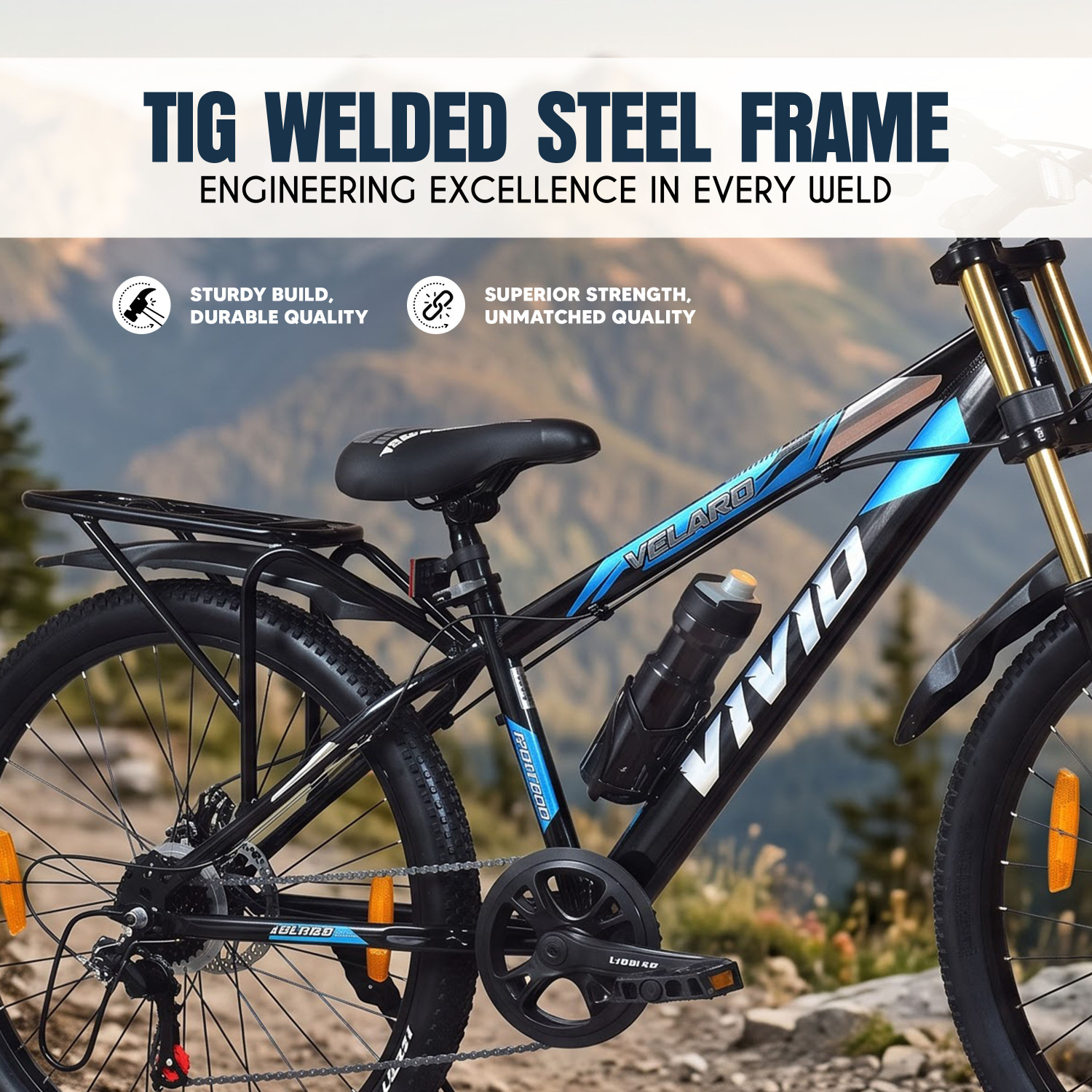 Image of VIVID Valero Pro IBC 26T 7 Gear Cycle for Men,Double Crown Front Suspension, DD Brakes 26 T (inch) Mountain Cycle