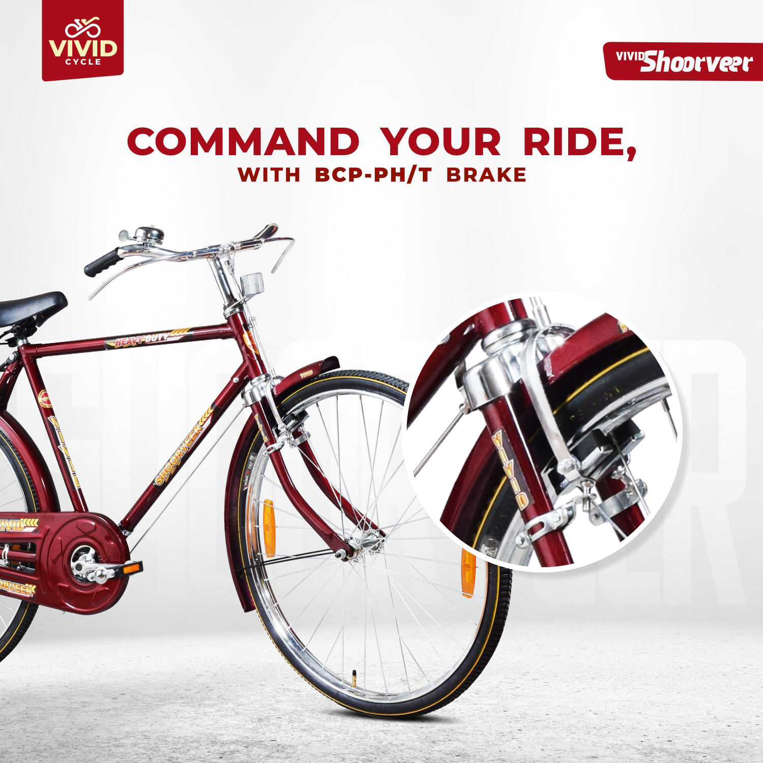 Image of VIVID Shoorveer 26T Roadster Cycle with Carrier, Bell, lock and Side stand - RB Color 26 T (inch) Road Cycle