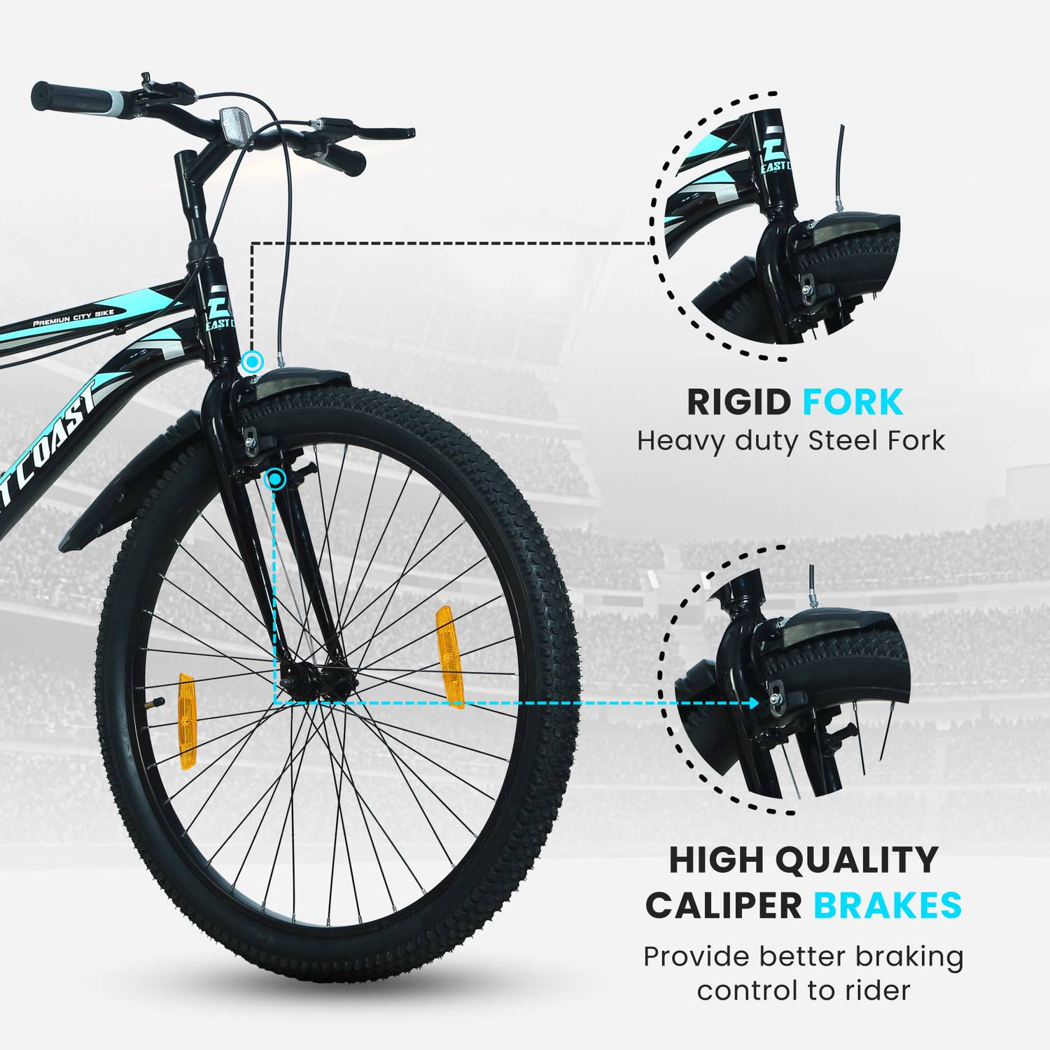 EAST COAST Premium City Bike 26T with Inbuilt Carrier - Image 4