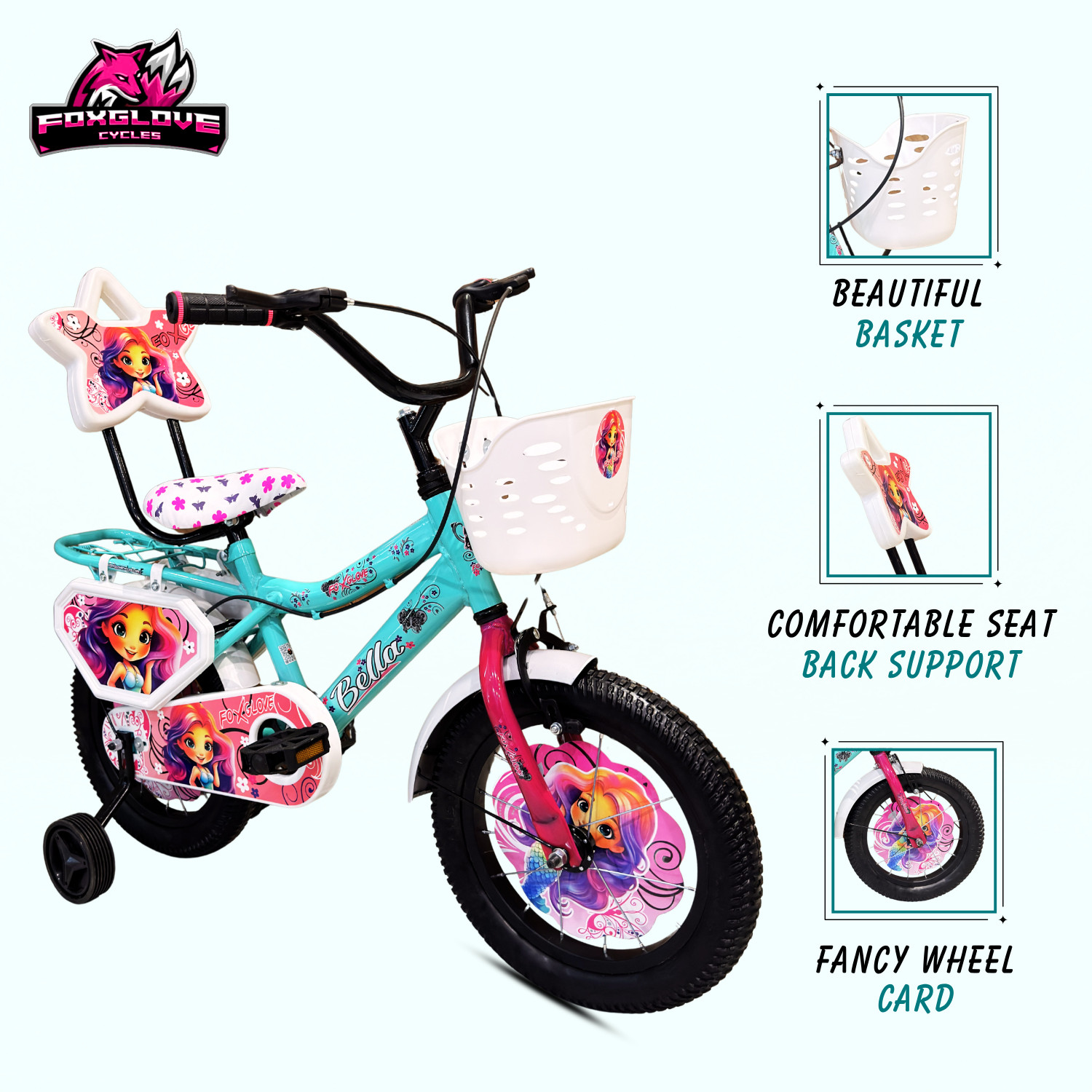 Image of FOXGLOVE BELLA 14 INCH BICYCLE FOR 3 TO 5 YEARS GIRLS AND BOYS 95% ASSEMBLED 14 T (inch) Road Cycle